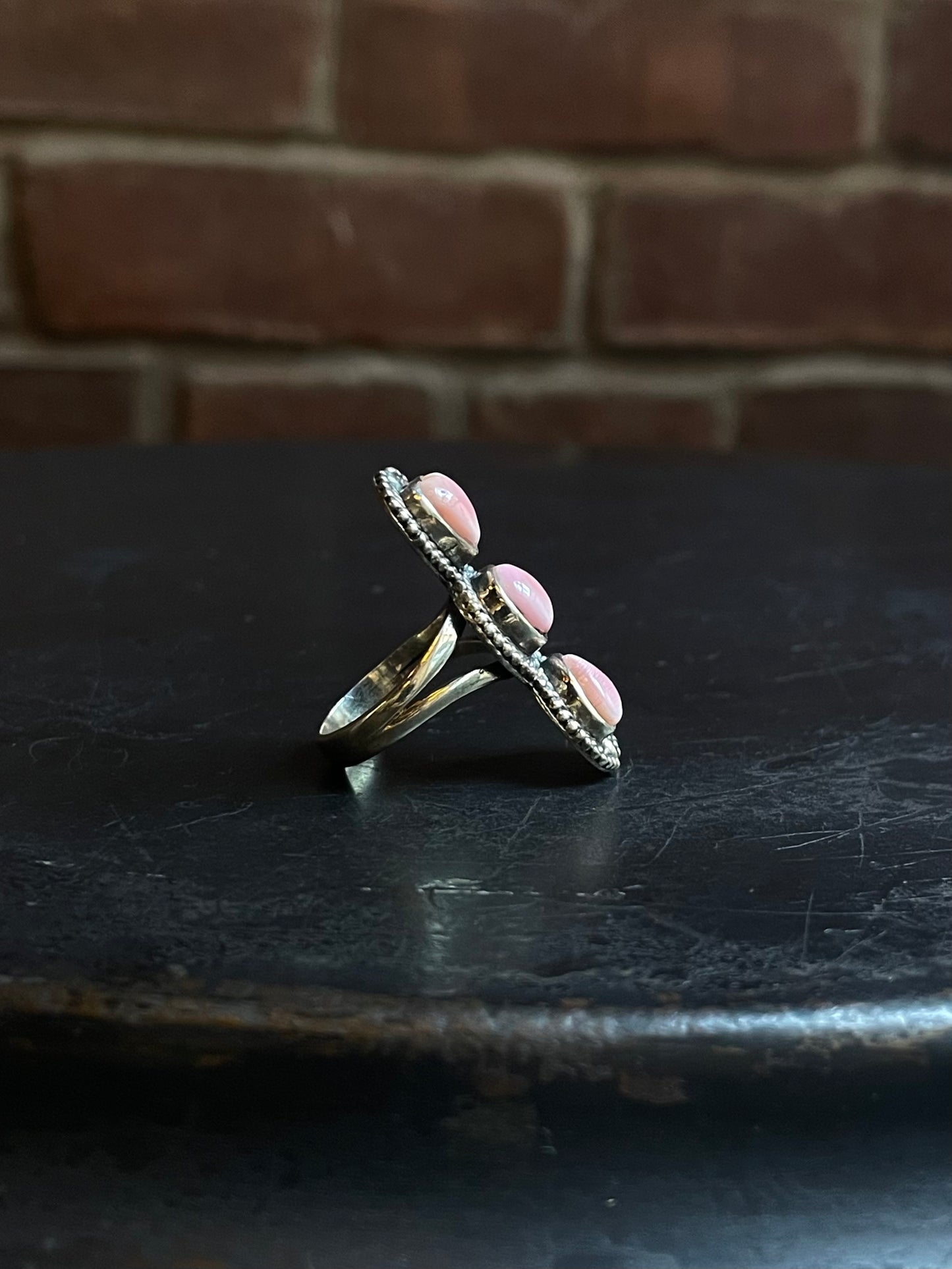 Pink Conch Heart Ring | 925 Sterling Silver Size 7 E475