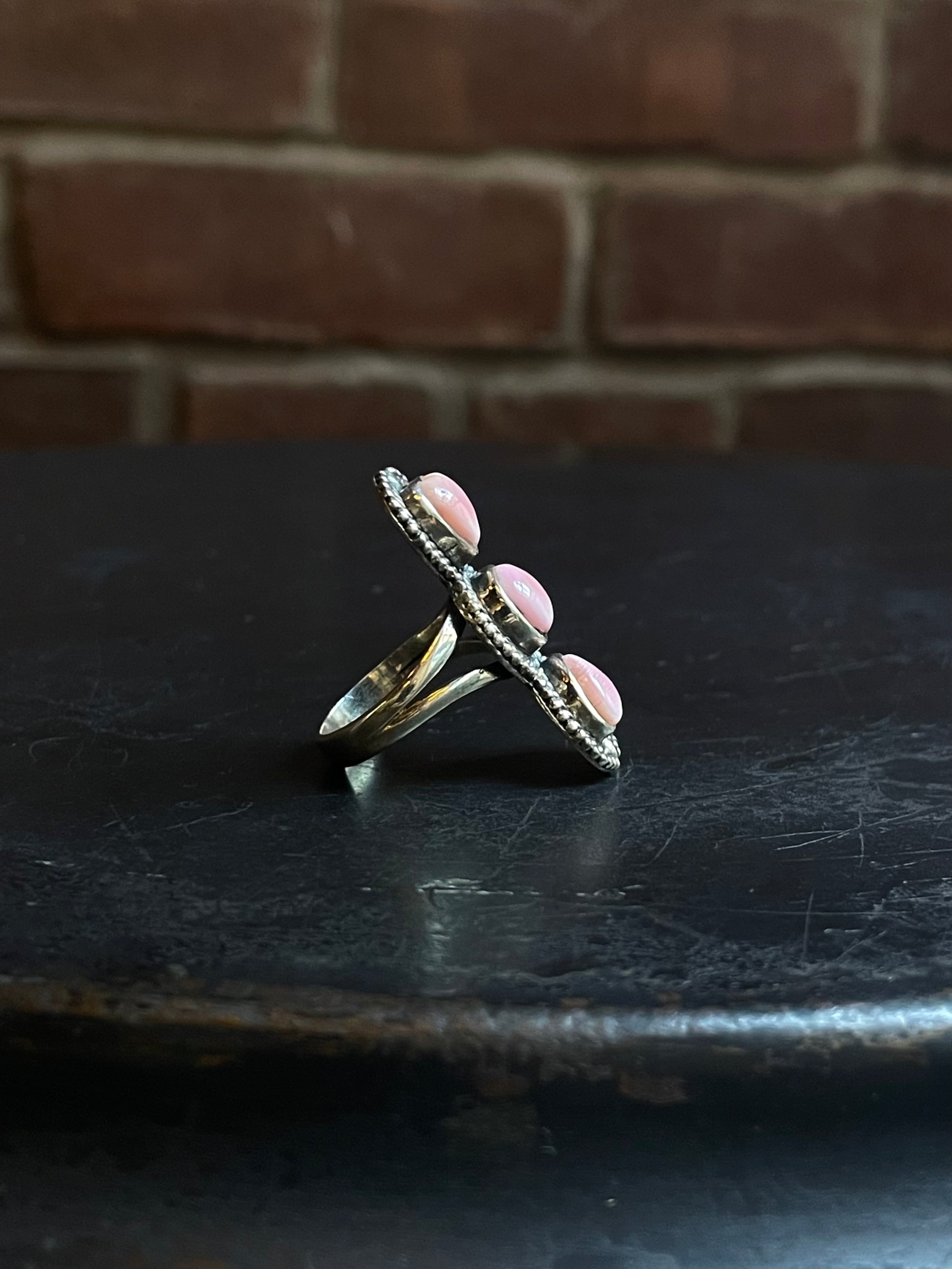 Pink Conch Heart Ring | 925 Sterling Silver Size 7 E475
