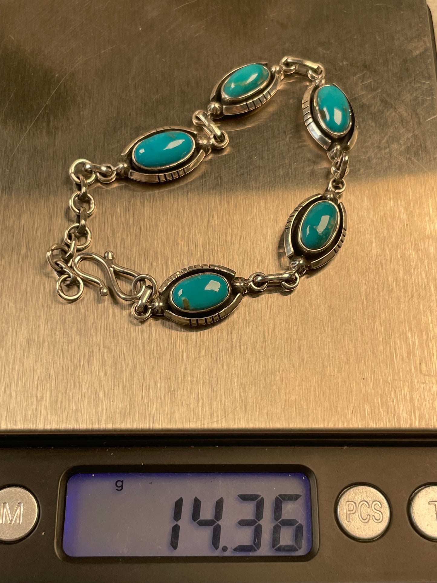 Kingman Turquoise Link Bracelet | Sterling Silver D137