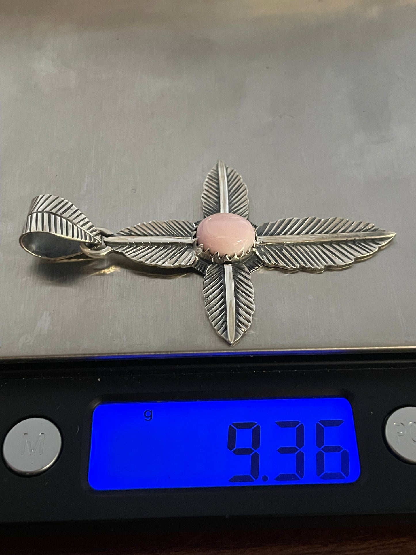 Pink Conch Cross Pendant | 925 Sterling Silver X74