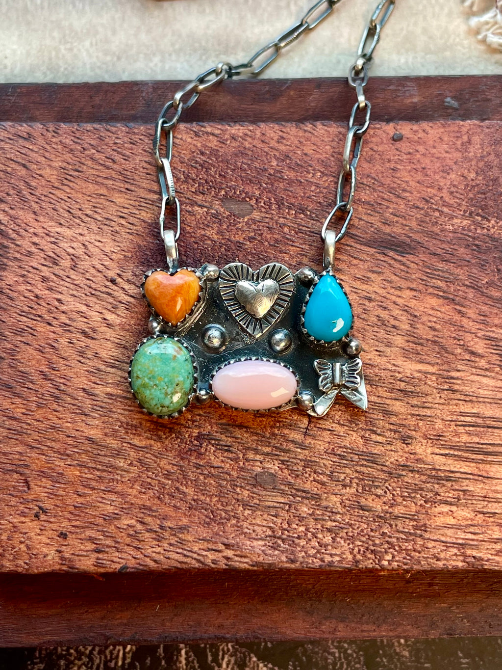 Multi-Stone Heart Necklace | 925 Sterling Silver D220