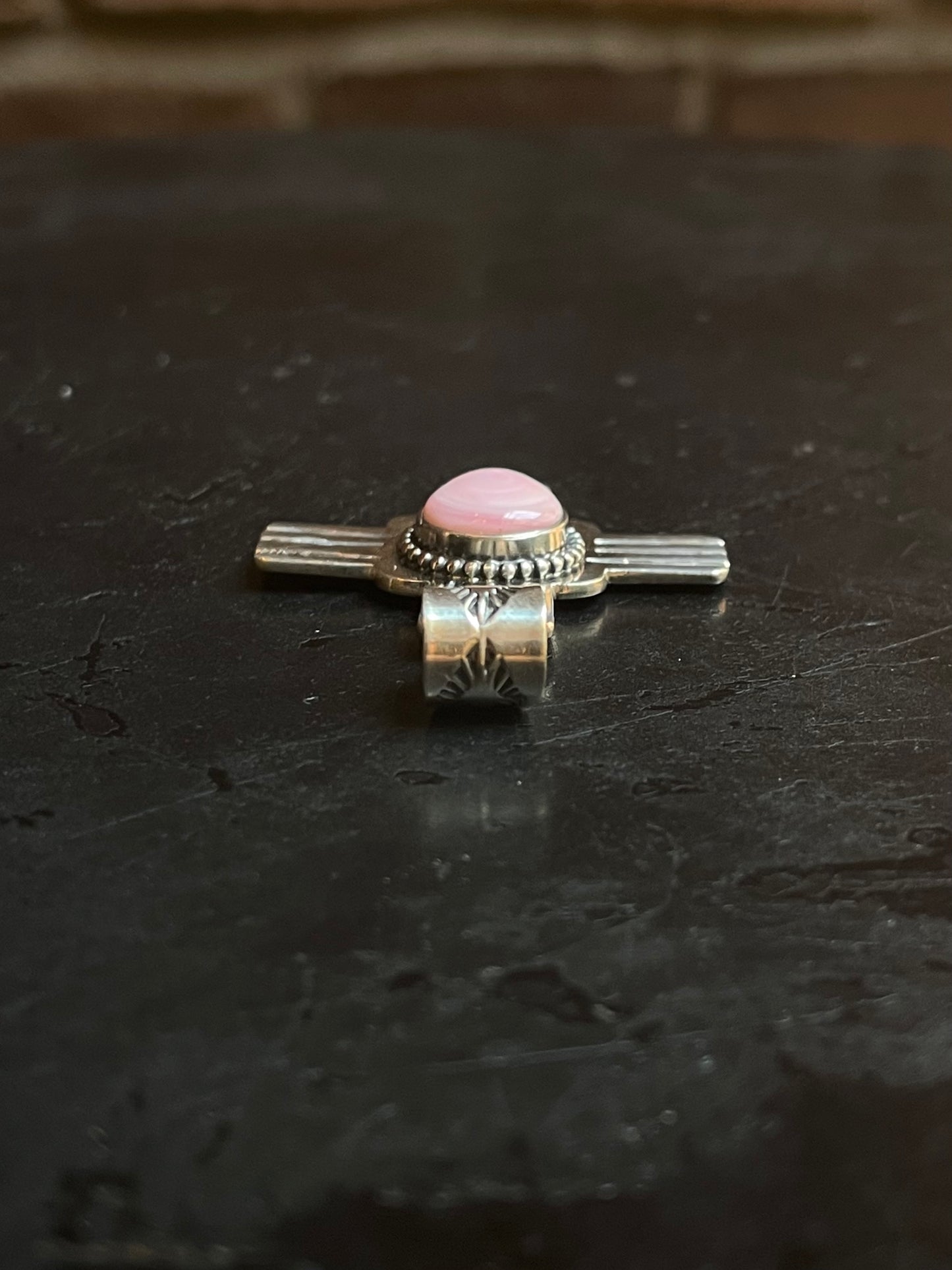 Pink Conch Zia Cross Pendant | Sterling Silver G446