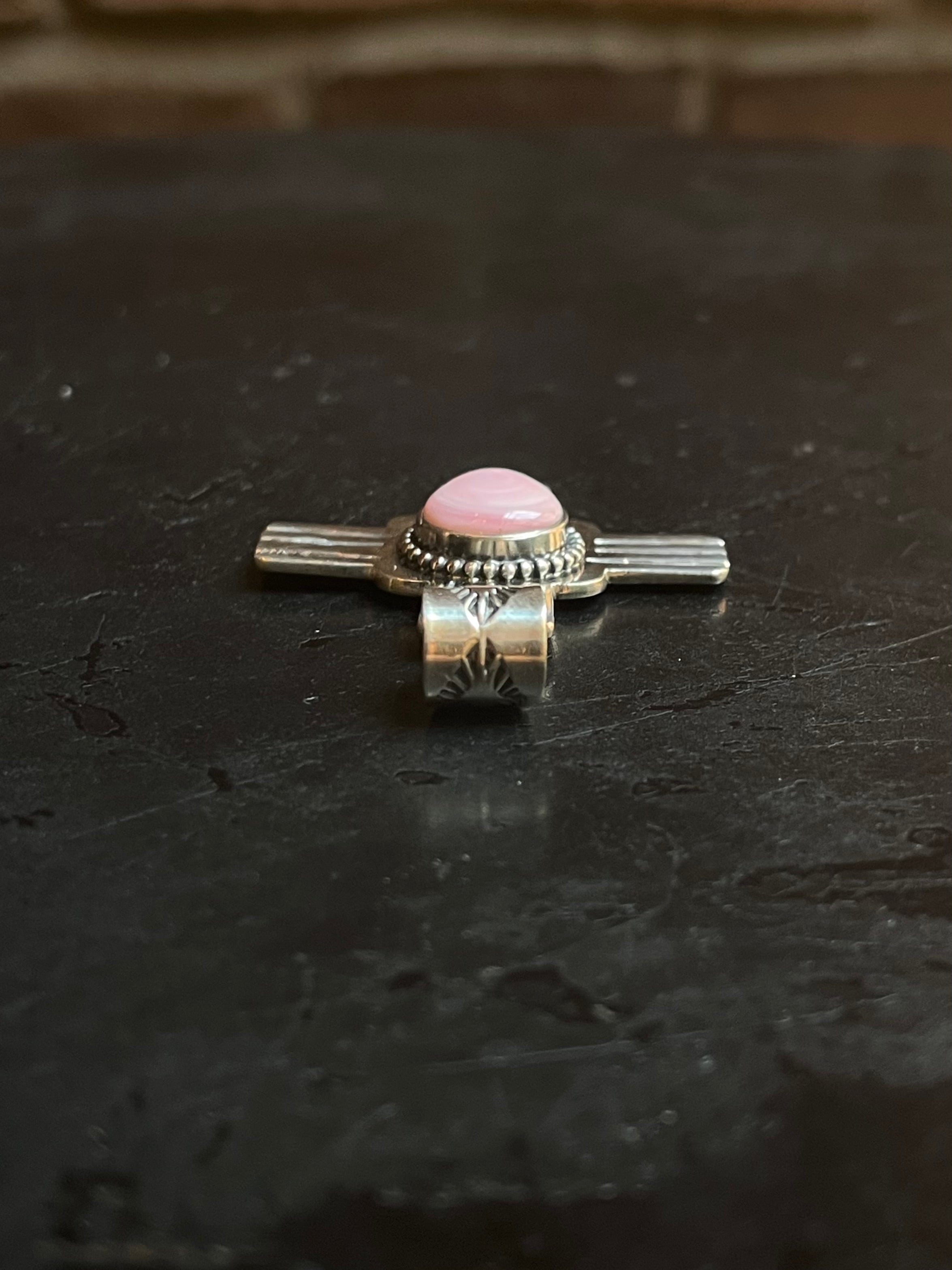 Pink Conch Zia Cross Pendant | Sterling Silver G446