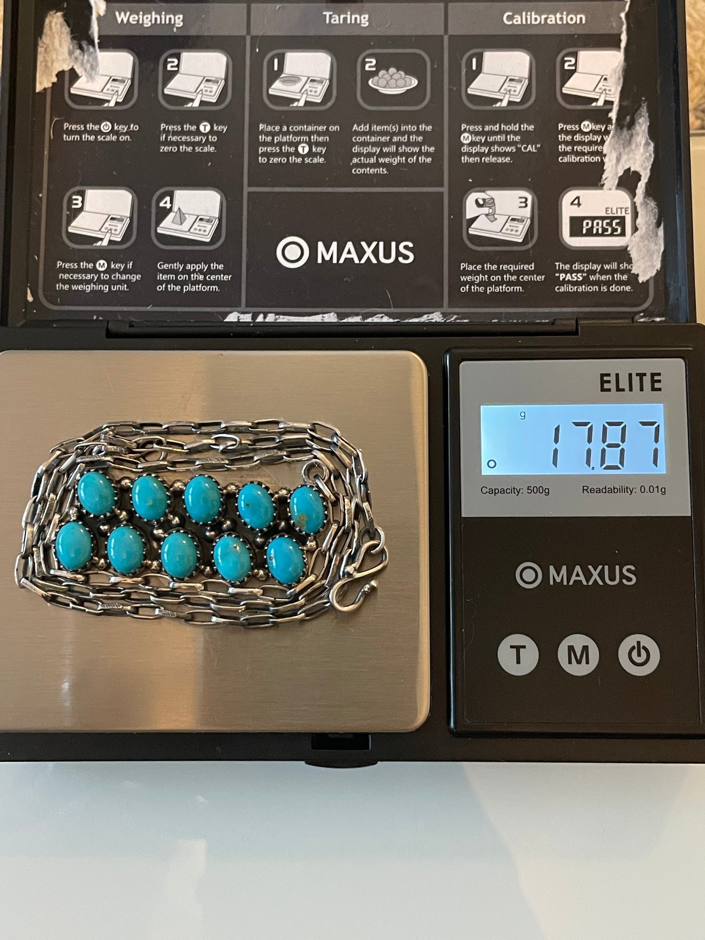 Kingman Turquoise Cluster Bar Necklace | 925 Sterling Silver E615