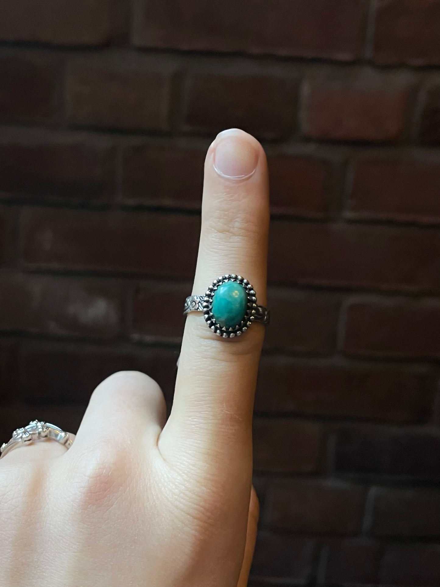 Kingman Turquoise Oval Ring | Sterling Silver | Size 8 | A258