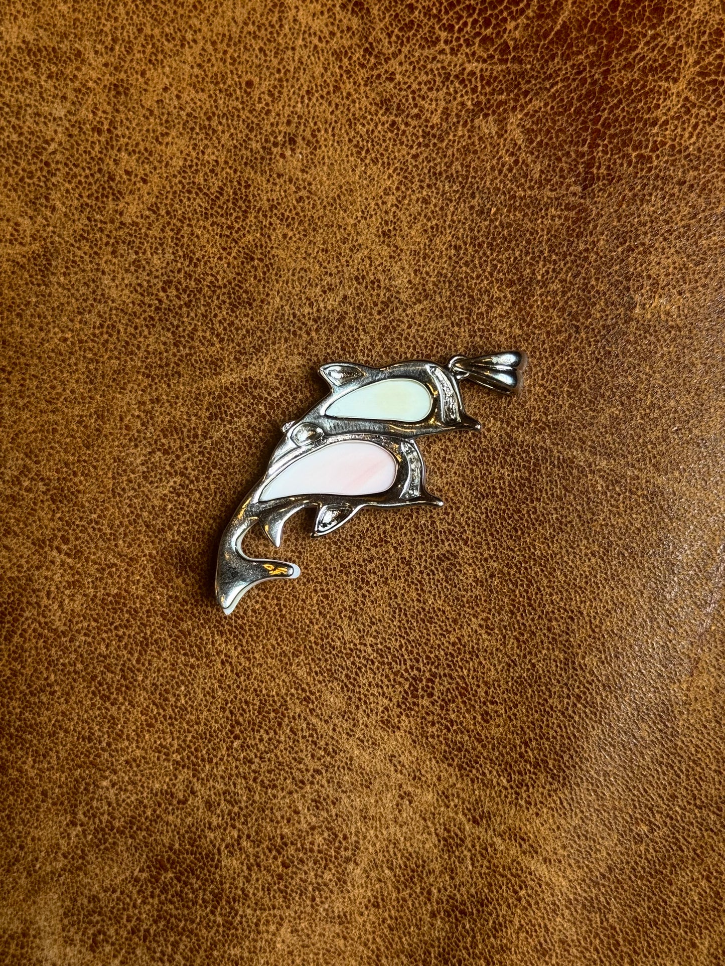 Dolphin Pendant in Pink Conch | Sterling Silver | A741