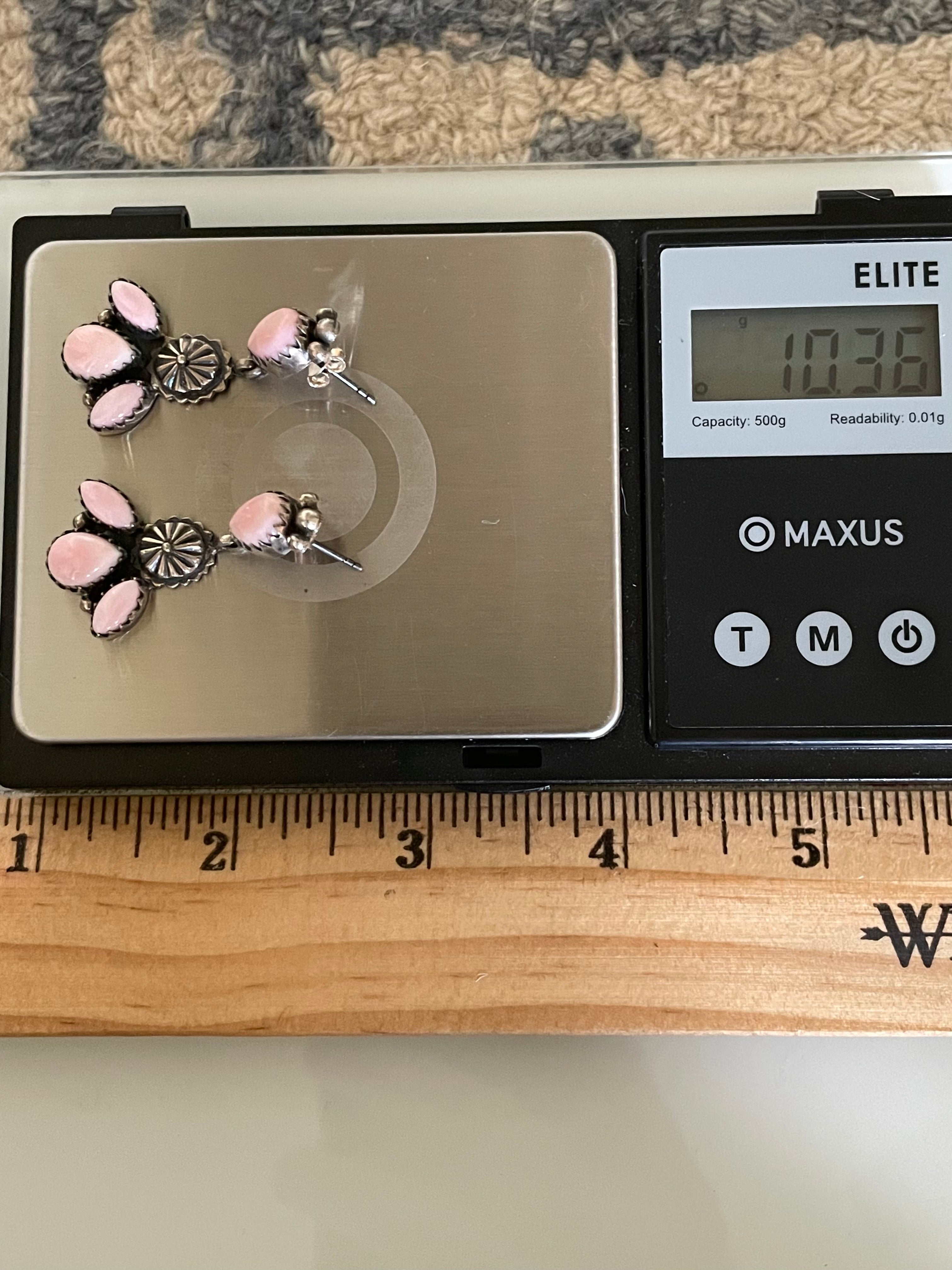 Pink Conch Concho Stud Earrings | 925 Sterling Silver G670