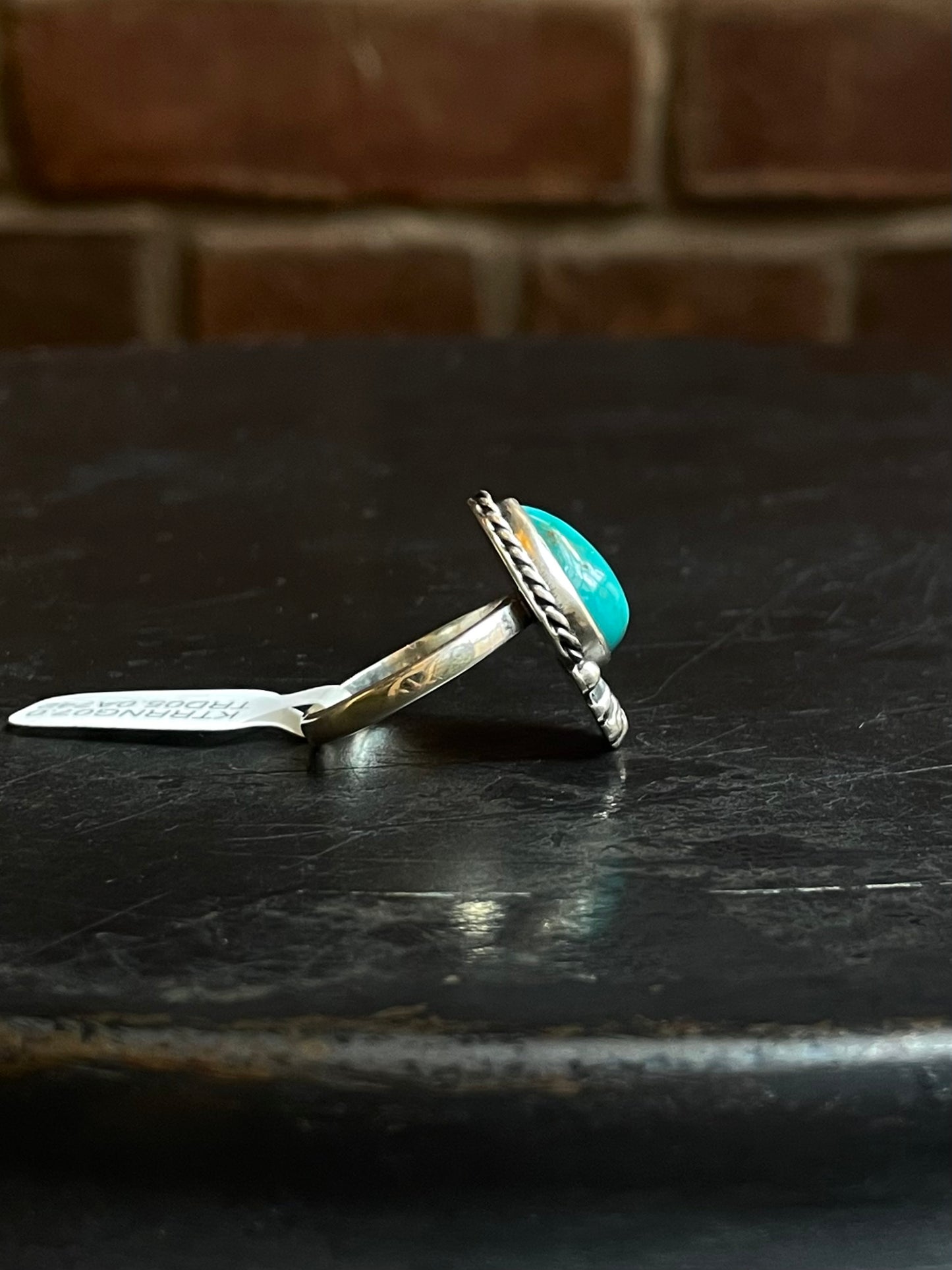 Kingman Turquoise Teardrop Ring | Sterling Silver | Size 7 | A742