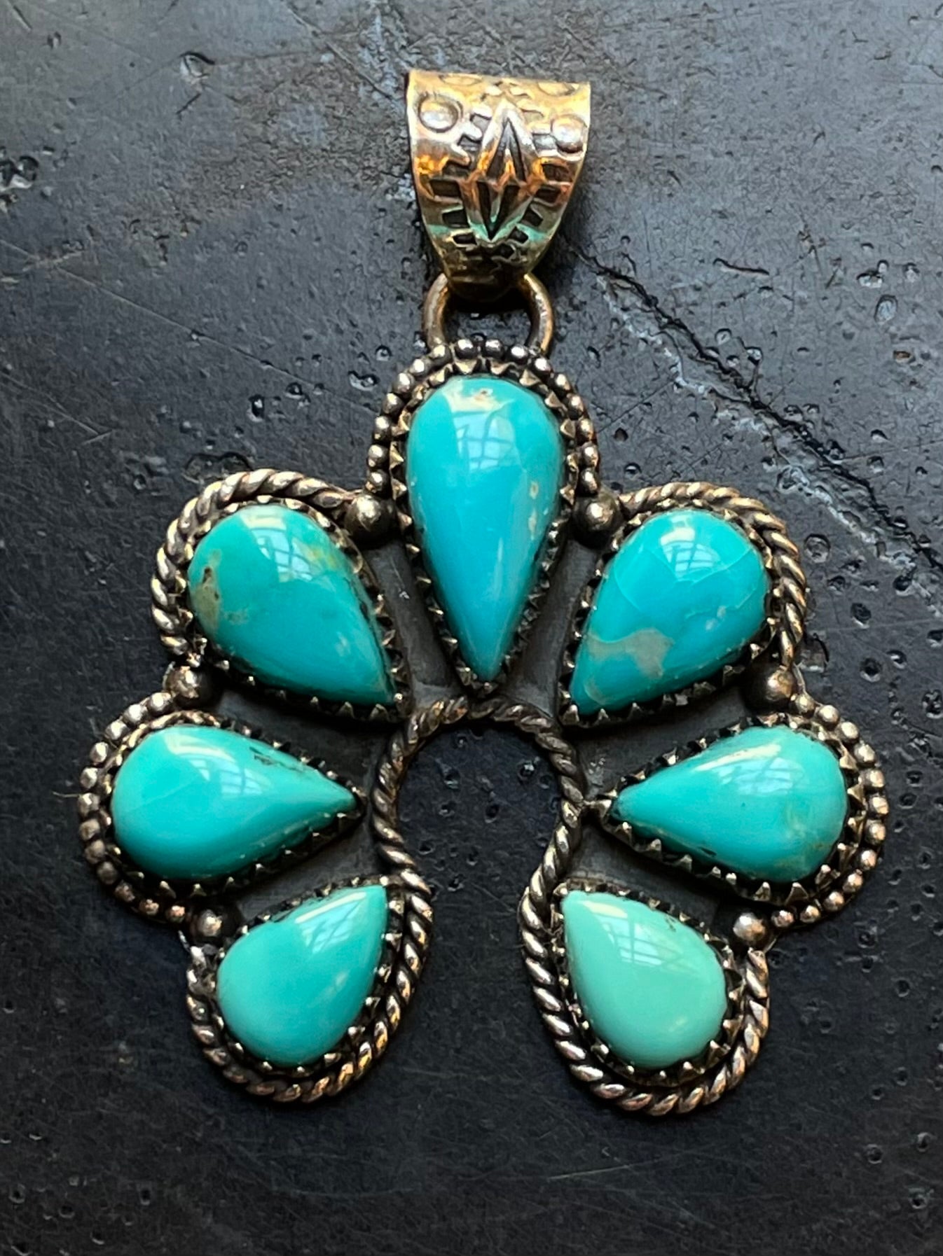 Kingman Turquoise Naja Pendant | Sterling Silver G467