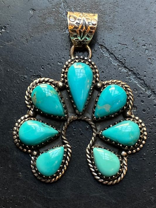 Kingman Turquoise Naja Pendant | Sterling Silver G467