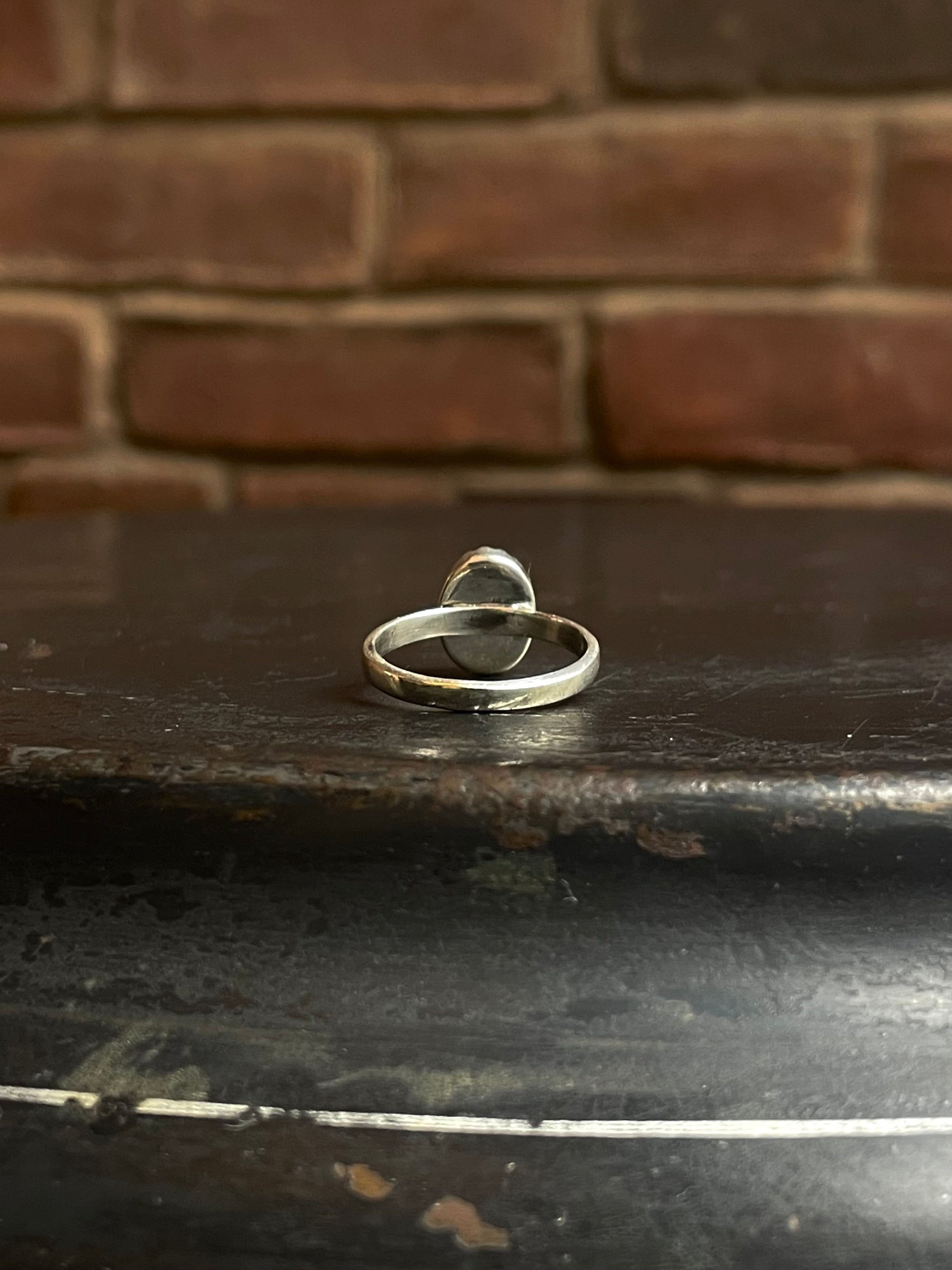 Turquoise Oval Ring | 925 Sterling Silver Size 7 E437