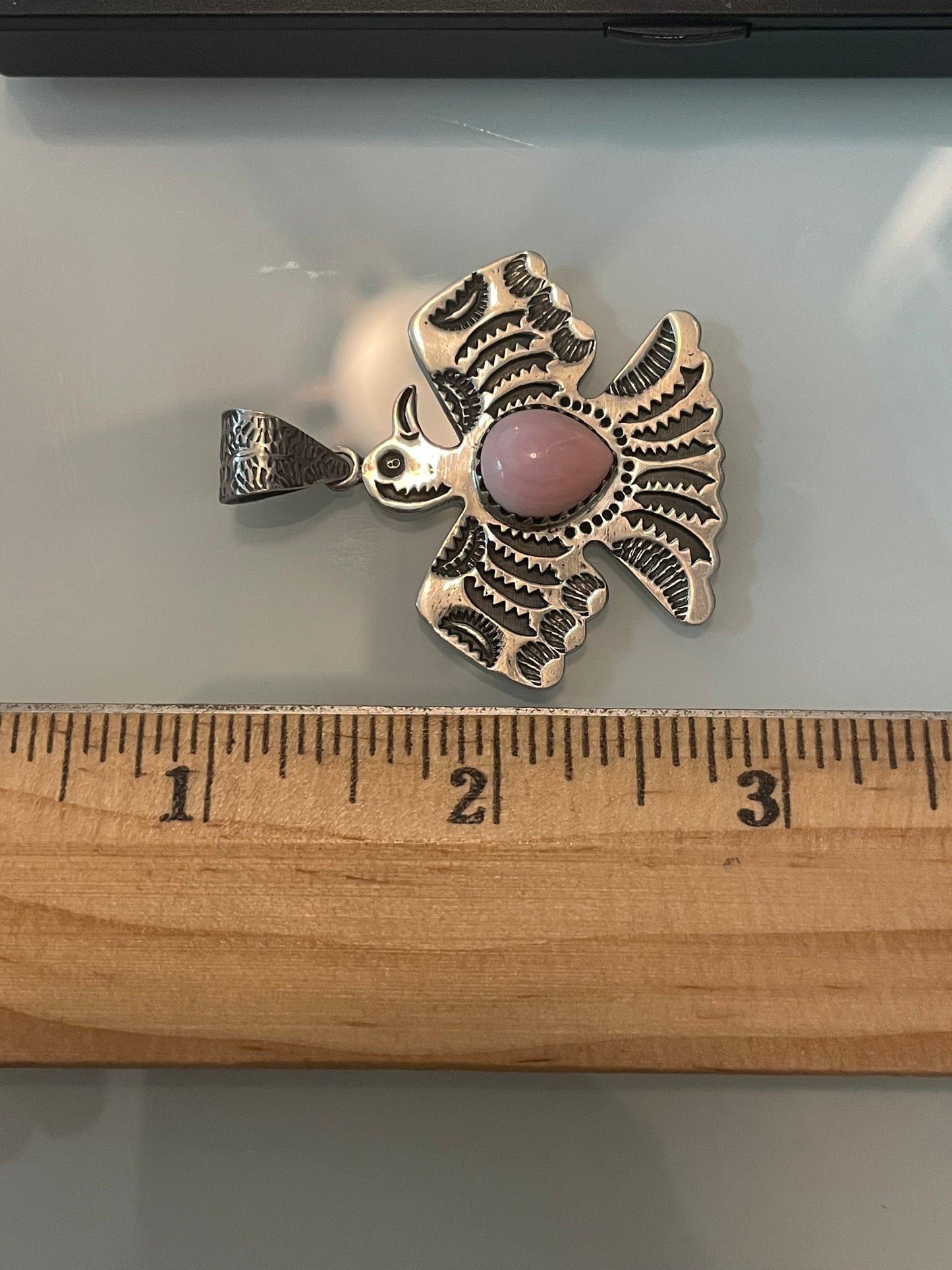 Pink Conch Thunderbird Pendant | 925 Sterling Silver E958