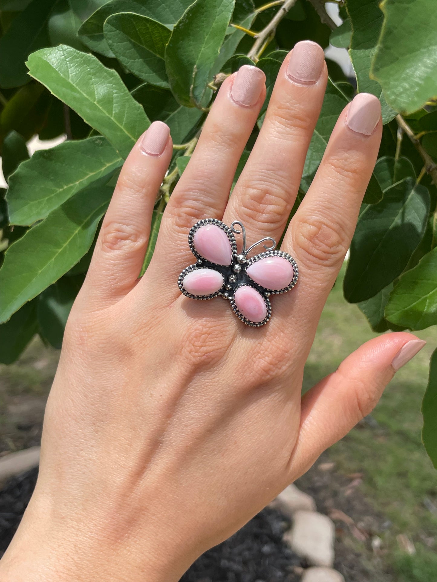 Pink Conch Butterfly Ring Size 9 | 925 Sterling Silver D177