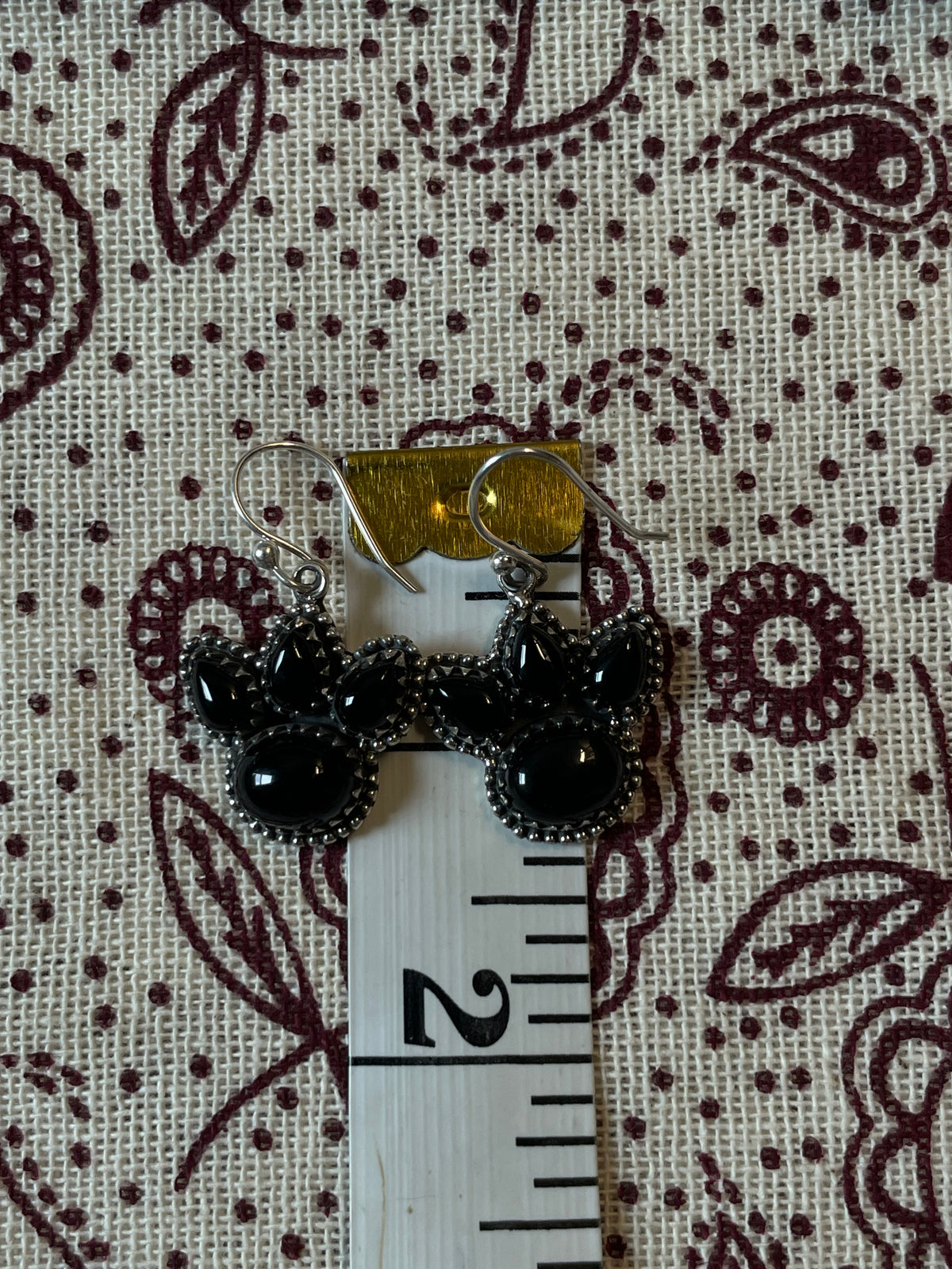 Black Onyx Paw Earrings | 925 Sterling Silver Hook E399