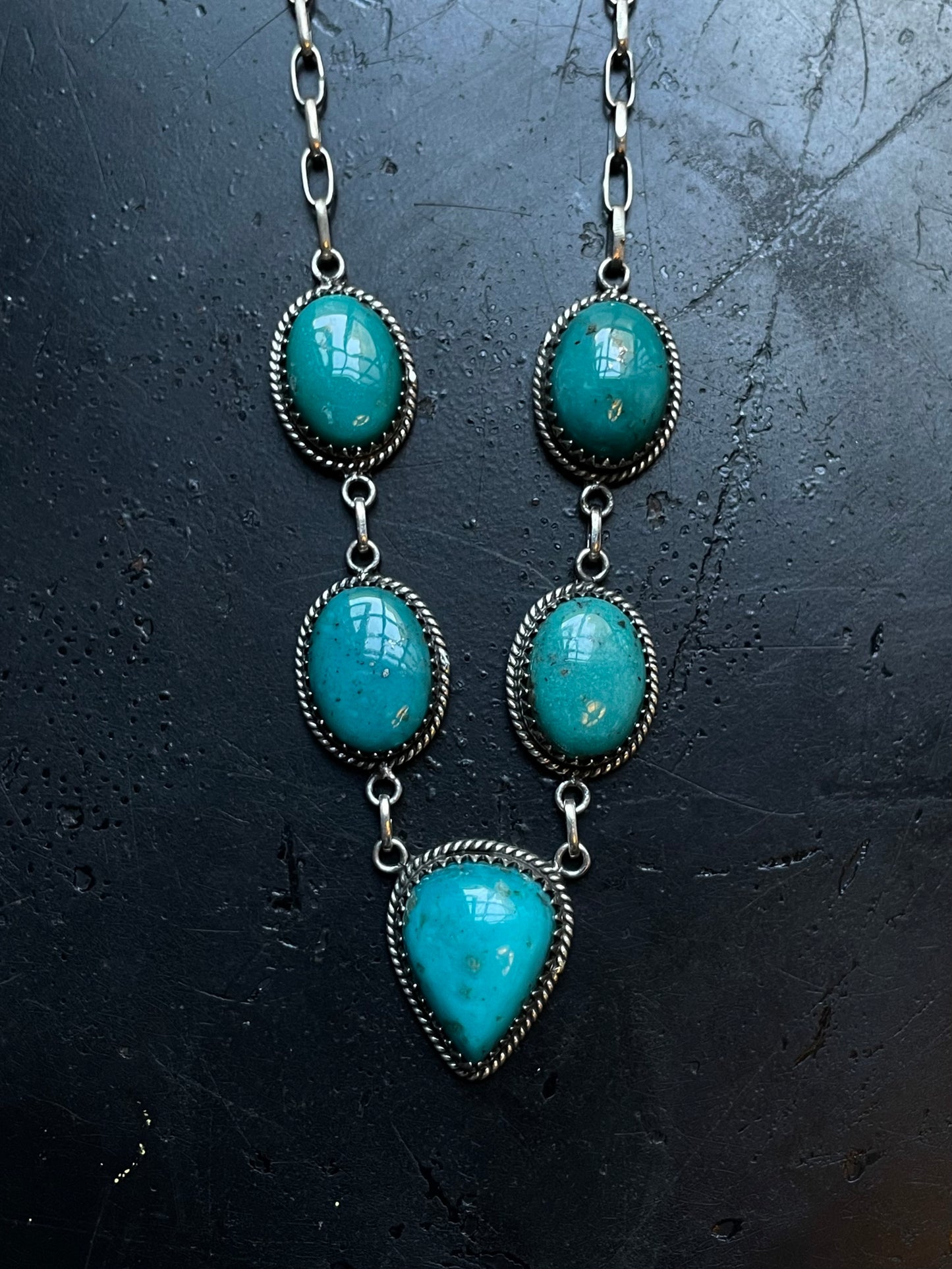 Kingman Lariat Turquoise Necklace | 925 Sterling Silver E330