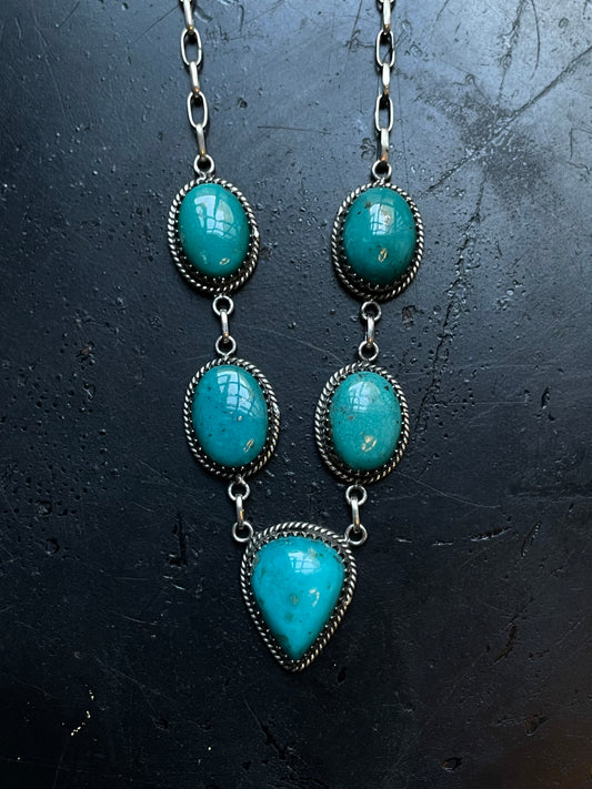 Kingman Lariat Turquoise Necklace | 925 Sterling Silver E330