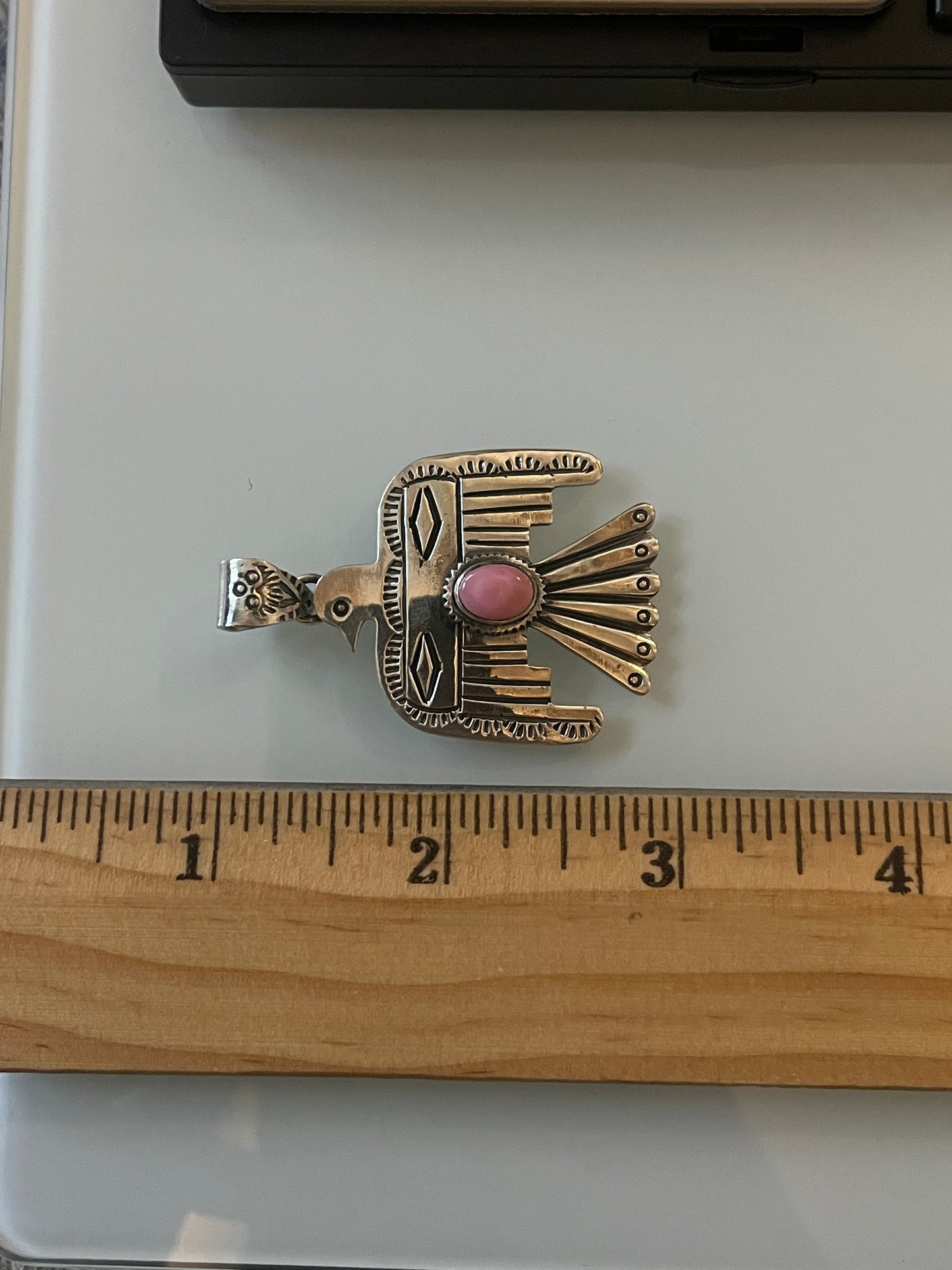 Pink Conch Thunderbird Pendant | 925 Sterling Silver E508