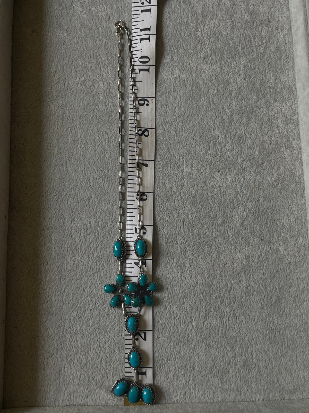 Turquoise Floral Lariat Necklace | 925 Sterling Silver D239