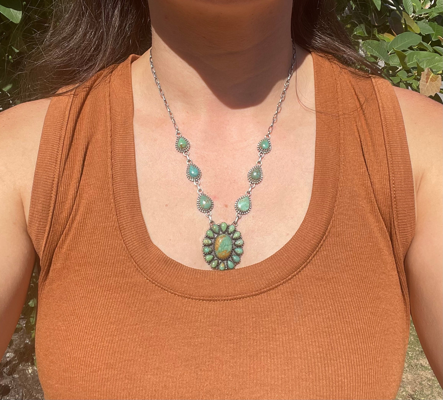 Turquoise Cluster Necklace | 925 Sterling Silver D122