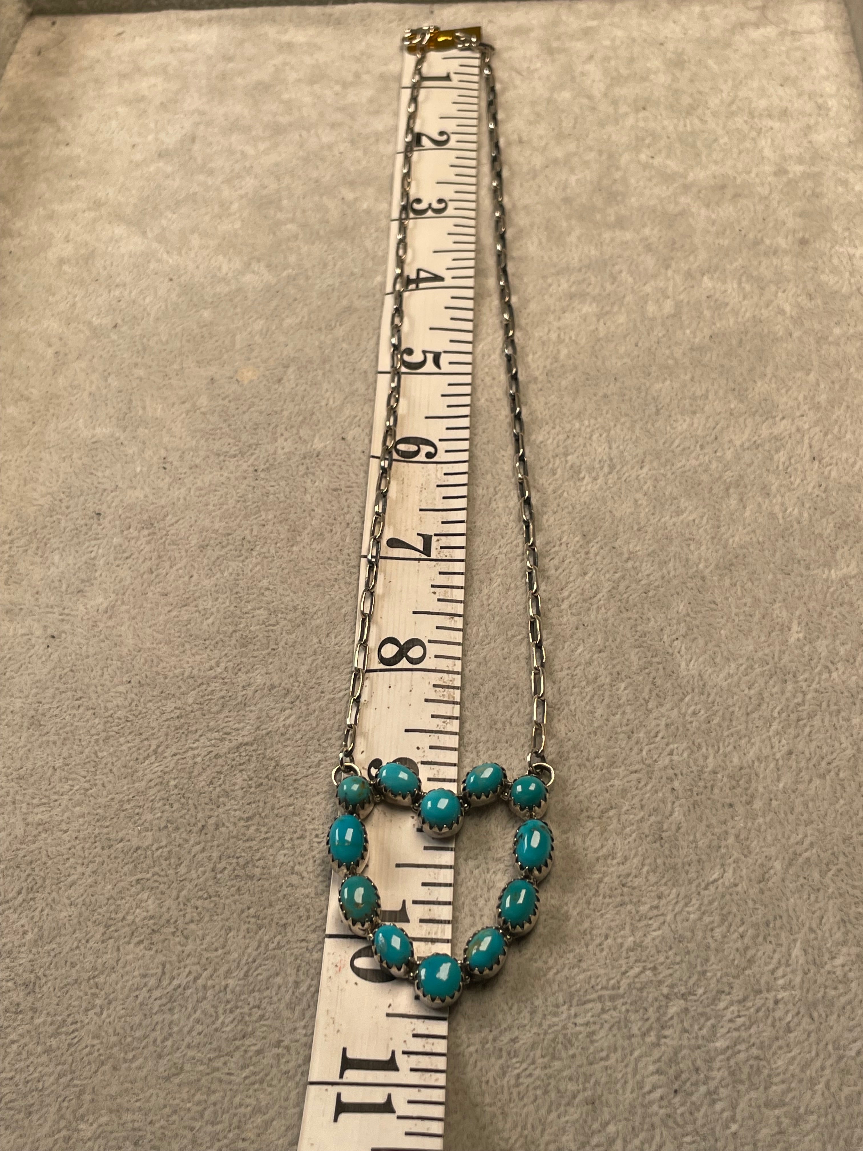 Kingman Turquoise Heart Necklace | 925 Sterling Silver D209