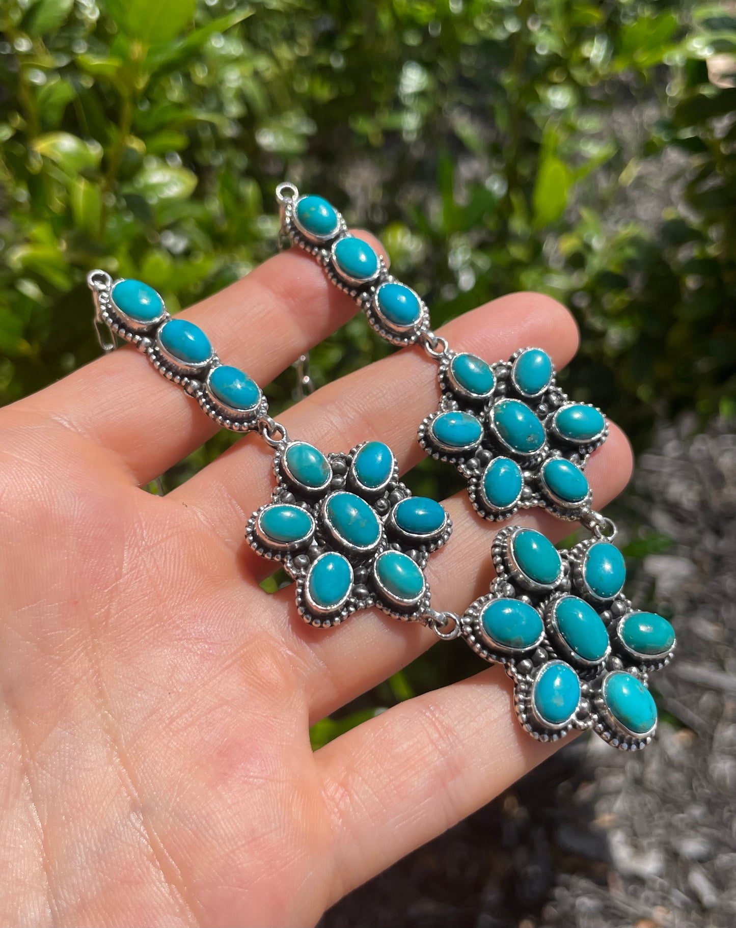 Turquoise Cluster Necklace | 925 Sterling Silver D158