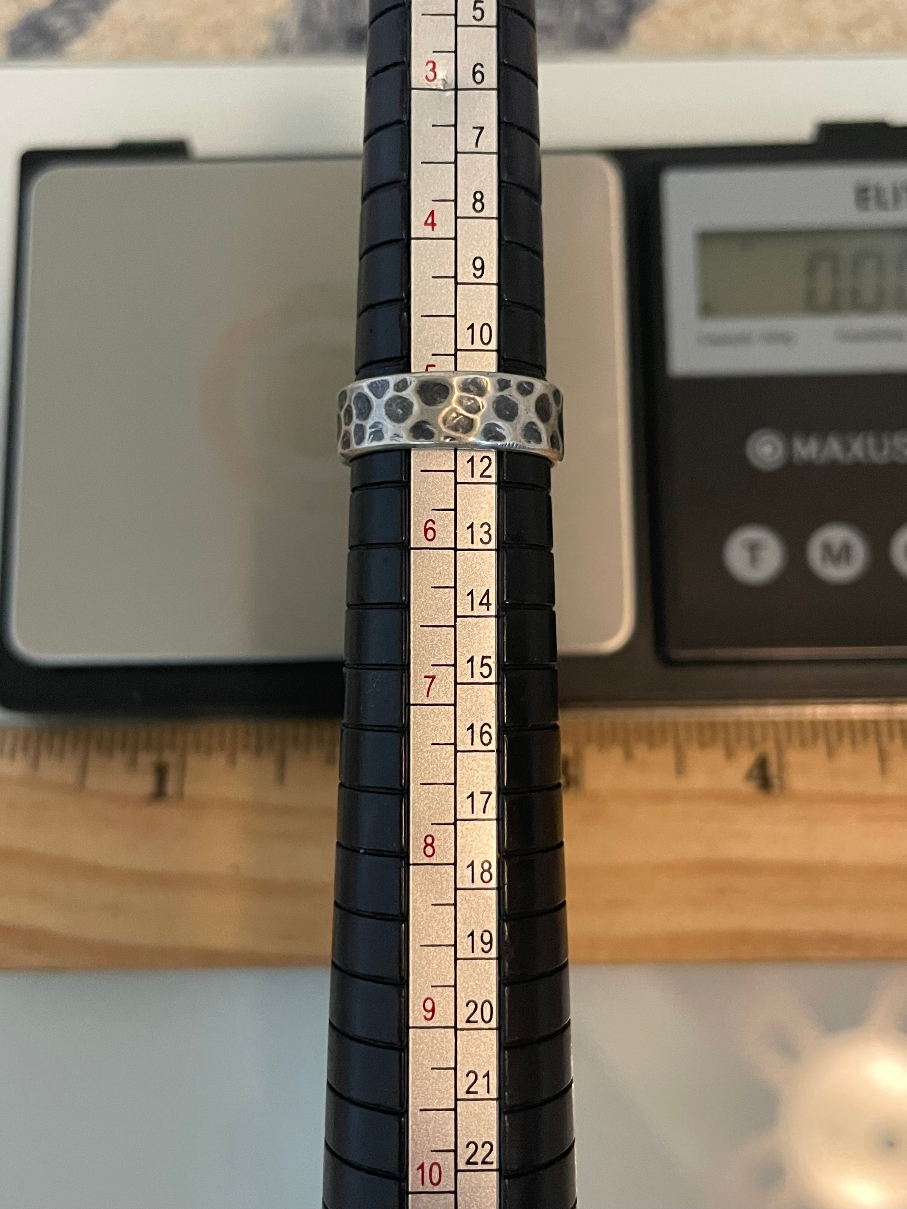 Hammered Sterling Silver Band Ring | 925 Sterling Silver Size 5 G574