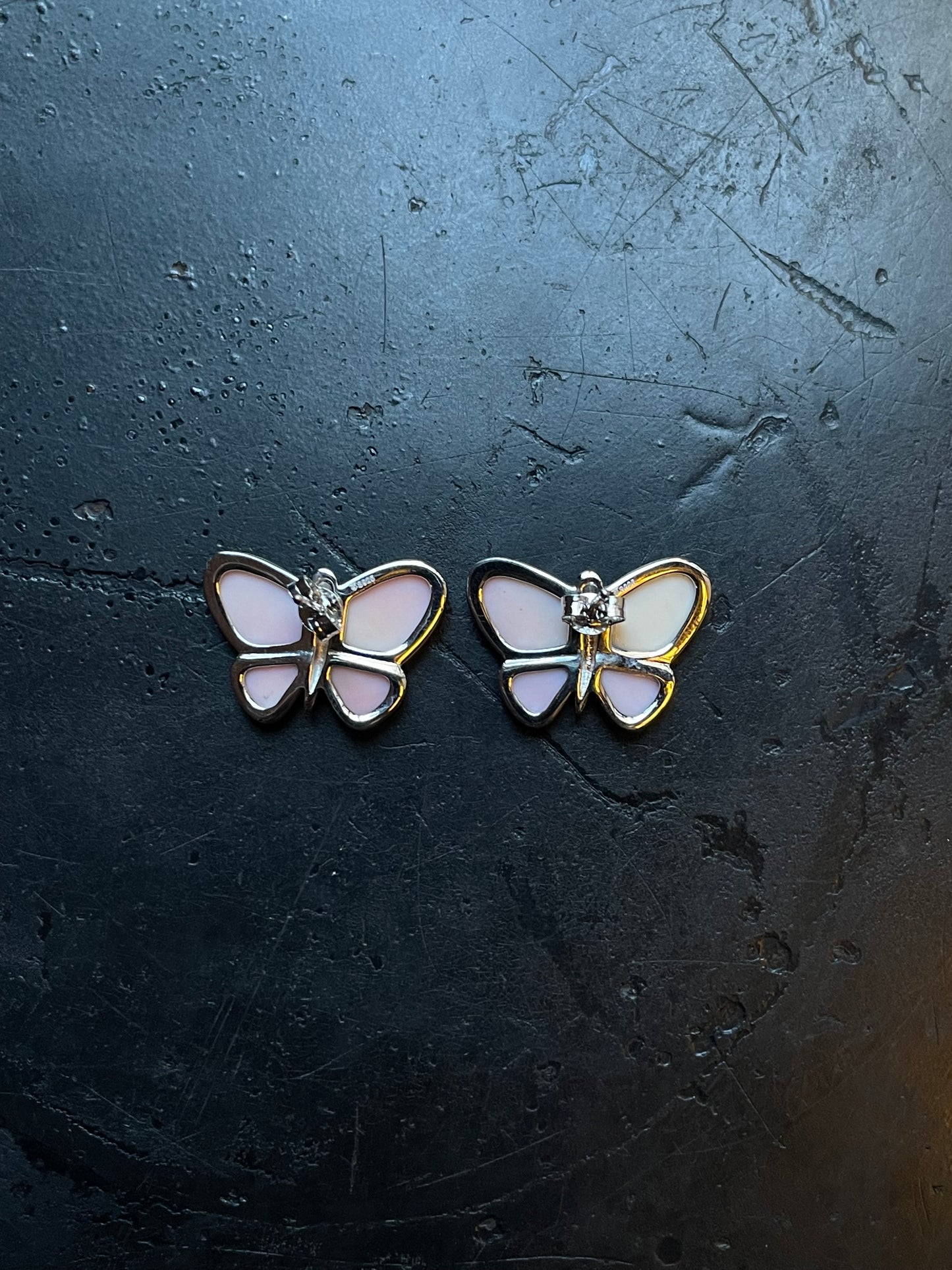 Pink Conch Butterfly Stud Earrings | 925 Sterling Silver E406