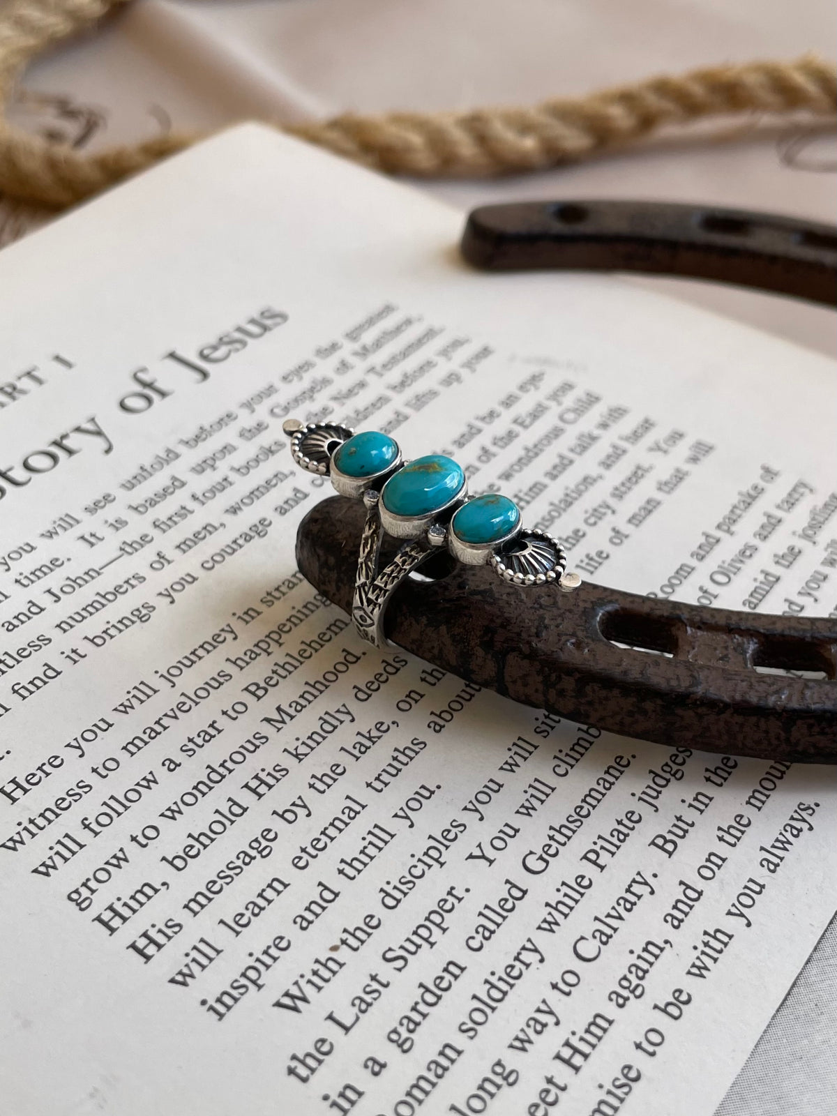 Kingman Turquoise Three Stone Ring | 925 Sterling Silver Size 6 G810