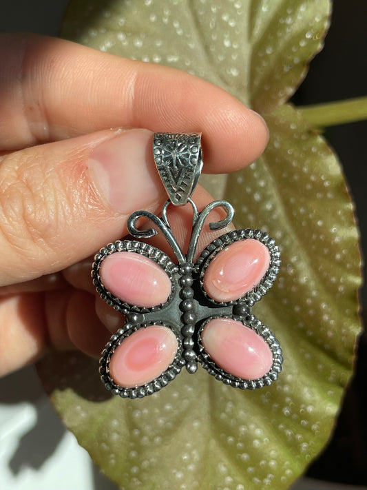 Pink Conch Butterfly Pendant | Sterling Silver 925