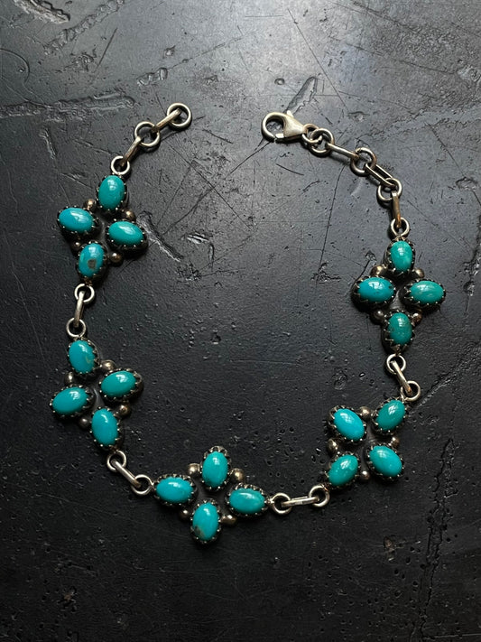 Turquoise Cluster Link Bracelet | 925 Sterling Silver G416
