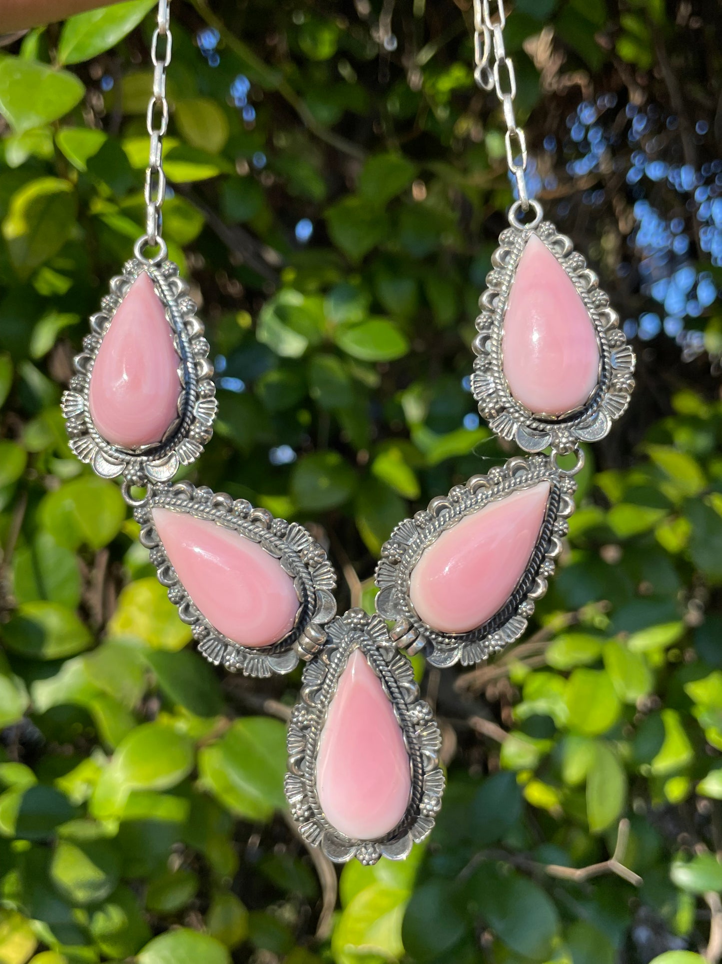Pink Conch Teardrop Necklace | Sterling Silver 925 Fan B905