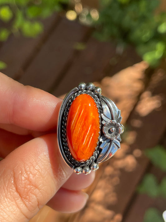 Spiny Oyster Leaf Ring | 925 Sterling Silver | Size 6 B108