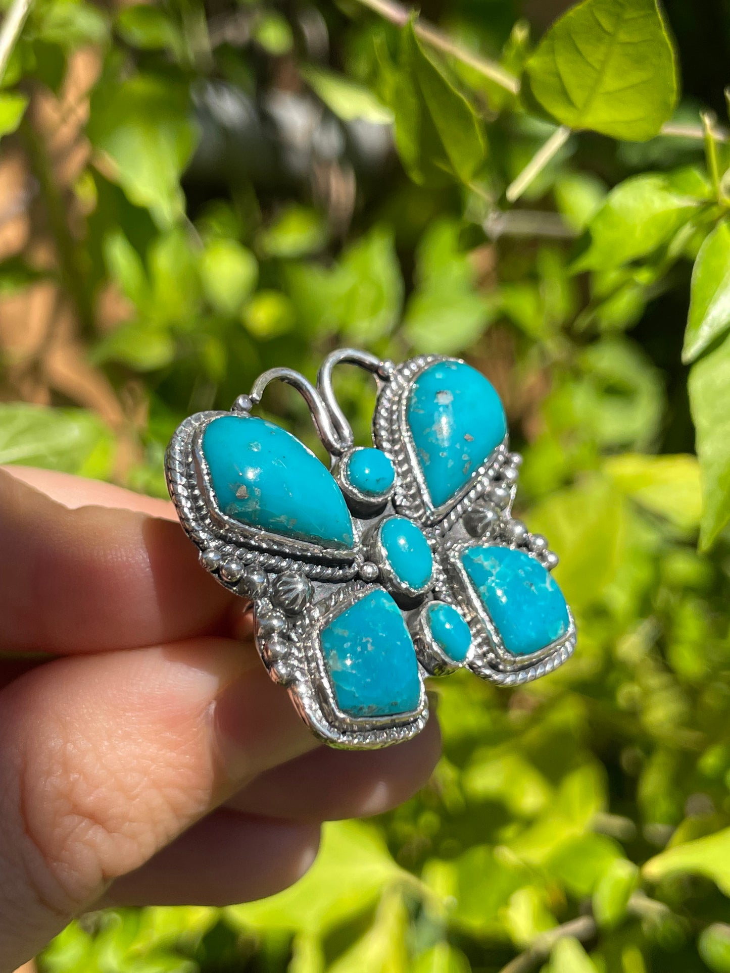 Turquoise Butterfly Ring | 925 Sterling Silver | Size 6.75 B310