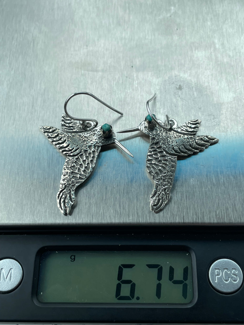 Kingman Turquoise Hummingbird Dangle Earrings | 925 Sterling Silver B966