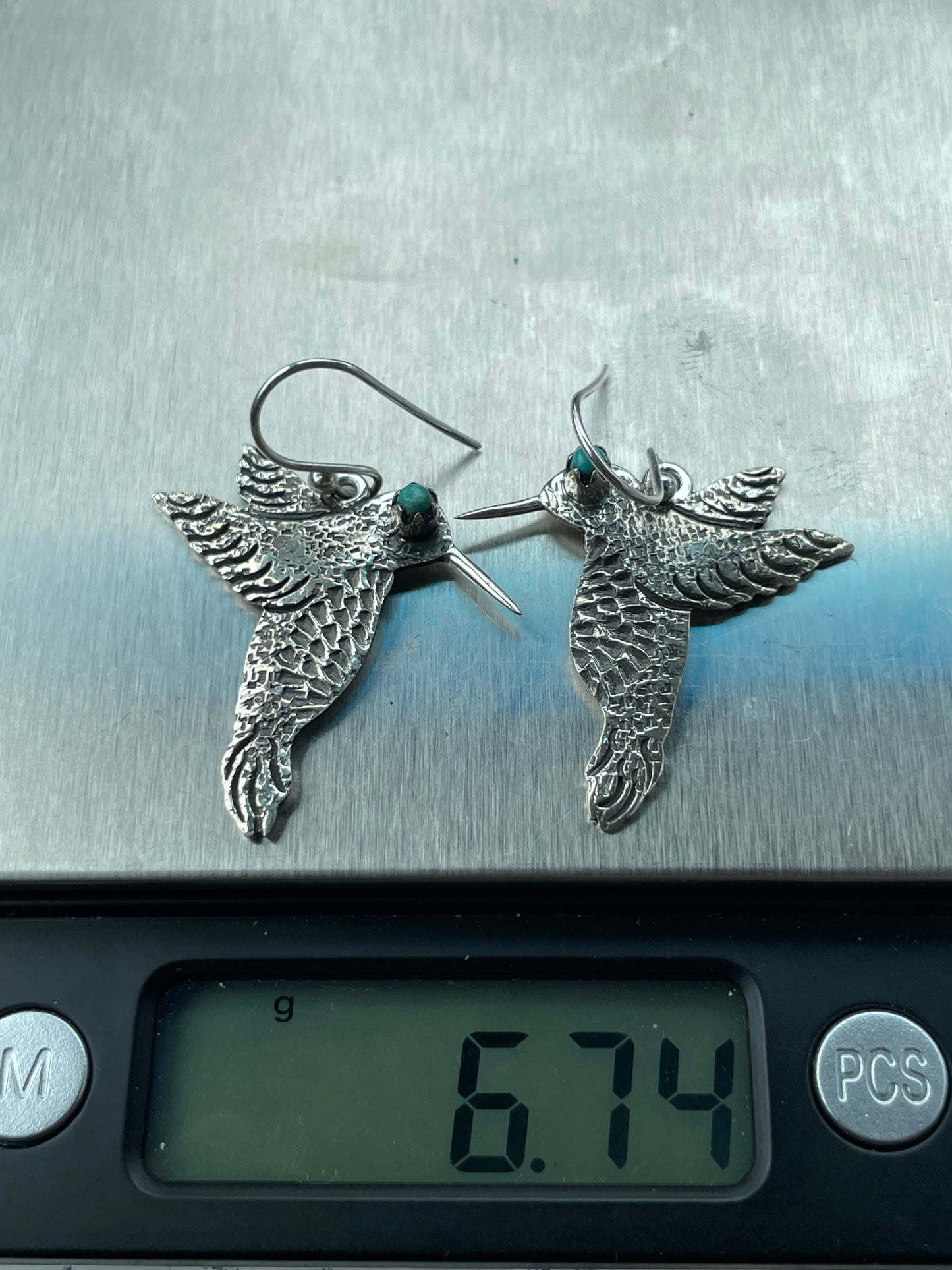 Kingman Turquoise Hummingbird Dangle Earrings | 925 Sterling Silver B966