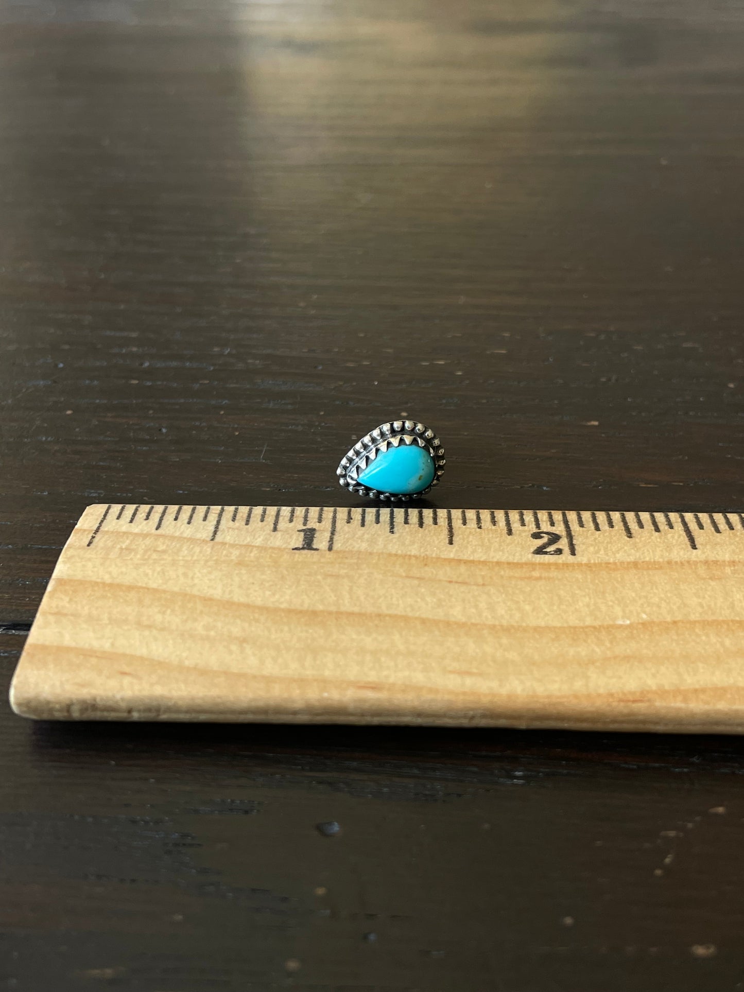 Kingman Turquoise Teardrop Stud Earrings | 925 Sterling Silver E811