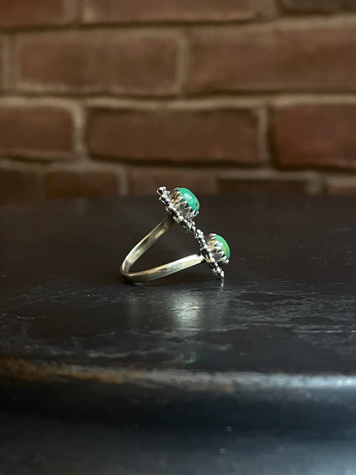 Turquoise Bypass Ring | 925 Sterling Silver Size 8 E485