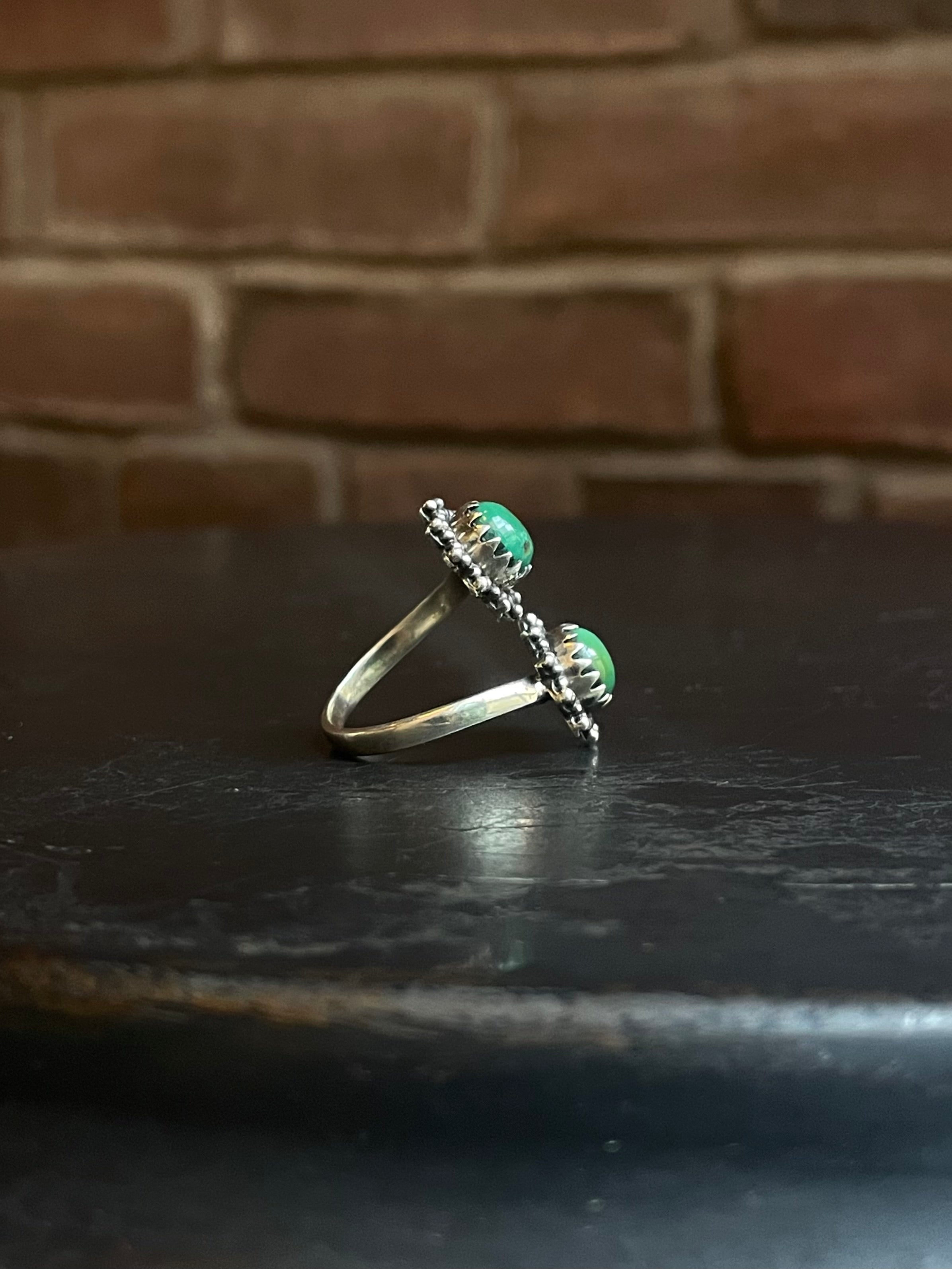 Turquoise Bypass Ring | 925 Sterling Silver Size 8 E485