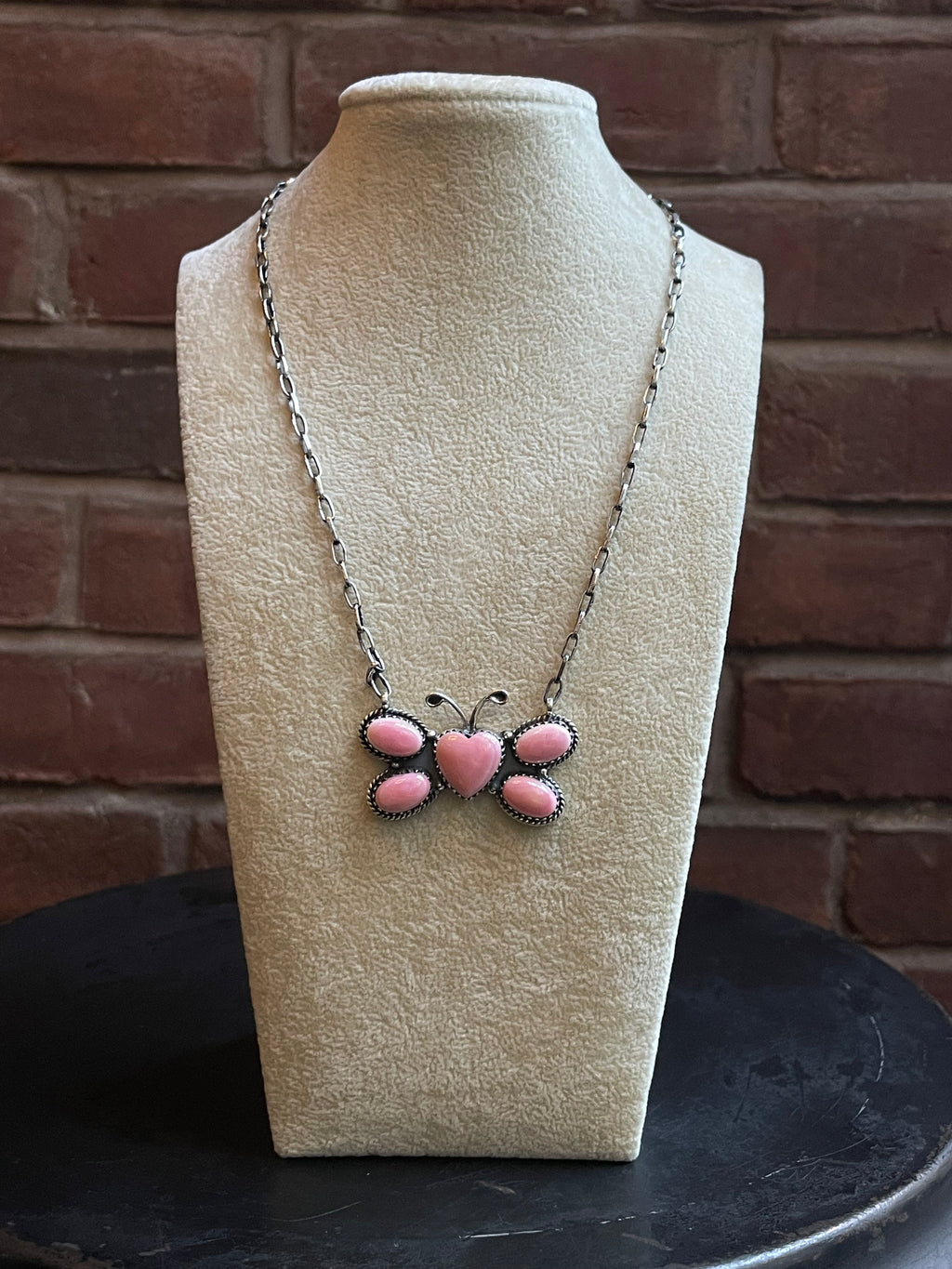 Pink Conch Butterfly Heart Necklace | 925 Sterling Silver E360