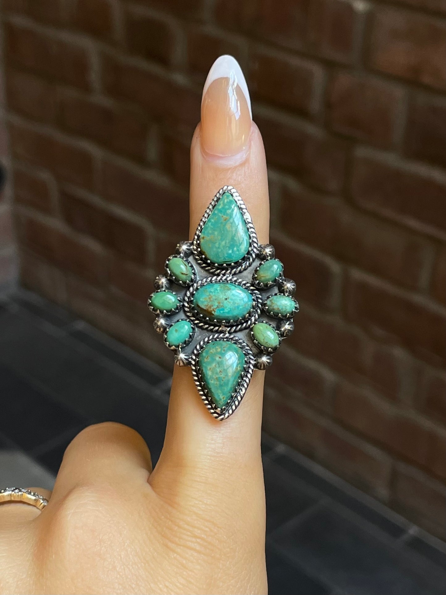 Turquoise Statement Ring Size 8 | Sterling Silver E859