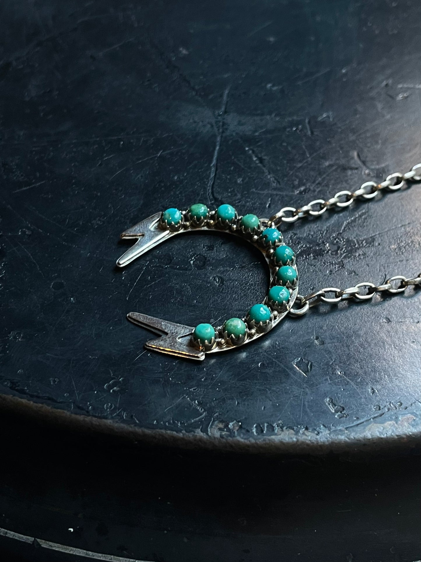 Kingman Lightning Bolts Turquoise Necklace | 925 Sterling Silver E361