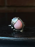 Oval Leaf Pink Conch Ring | Sterling Silver | Size 6 | A274