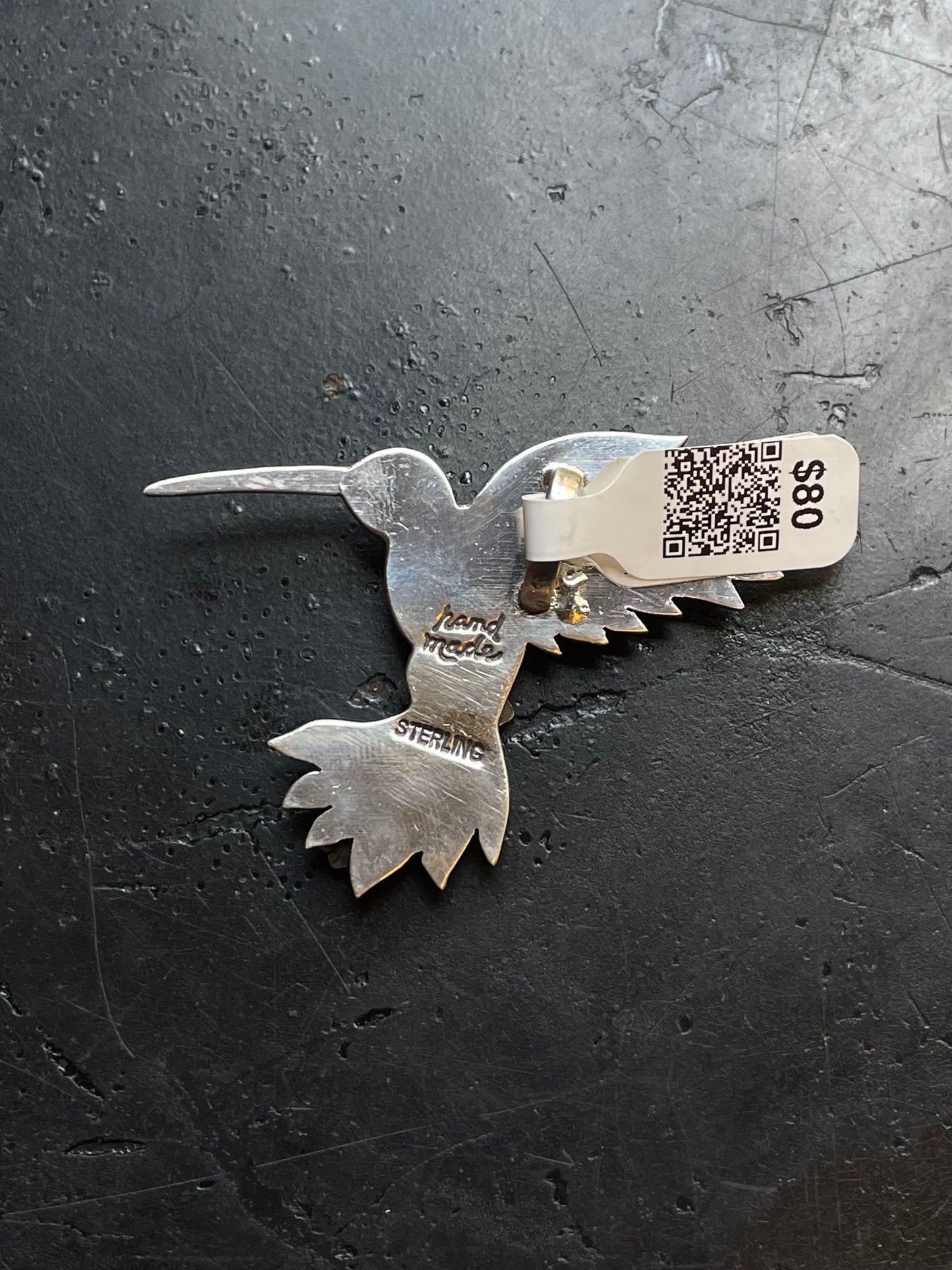 Kingman Turquoise Hummingbird Pendant | Sterling Silver | A574