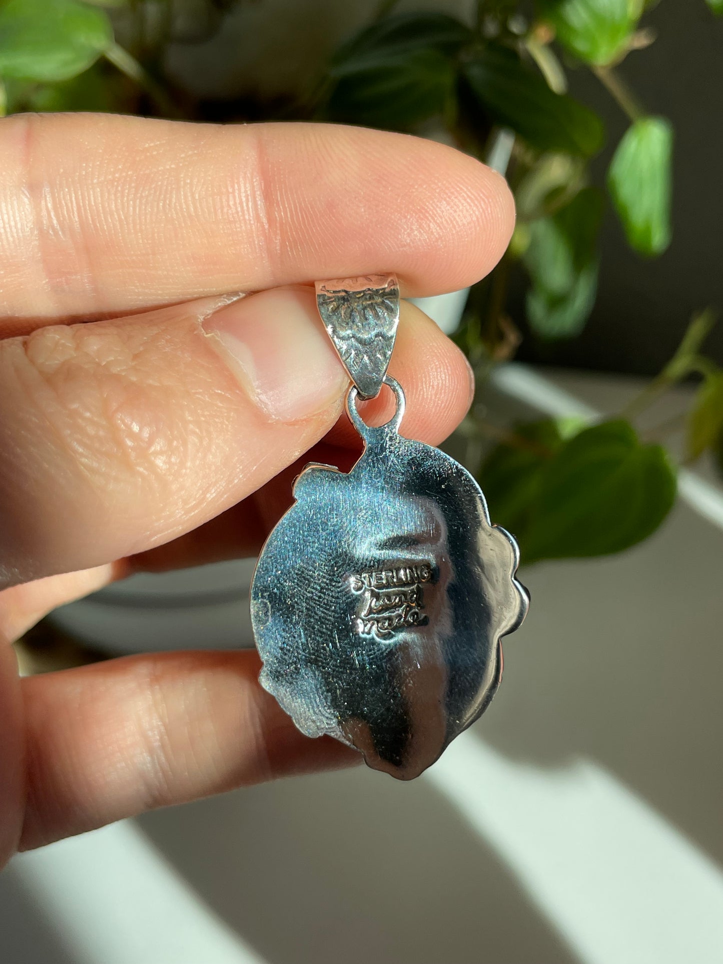 Pink Conch Tear Drop Pendant | Sterling Silver 925 B810