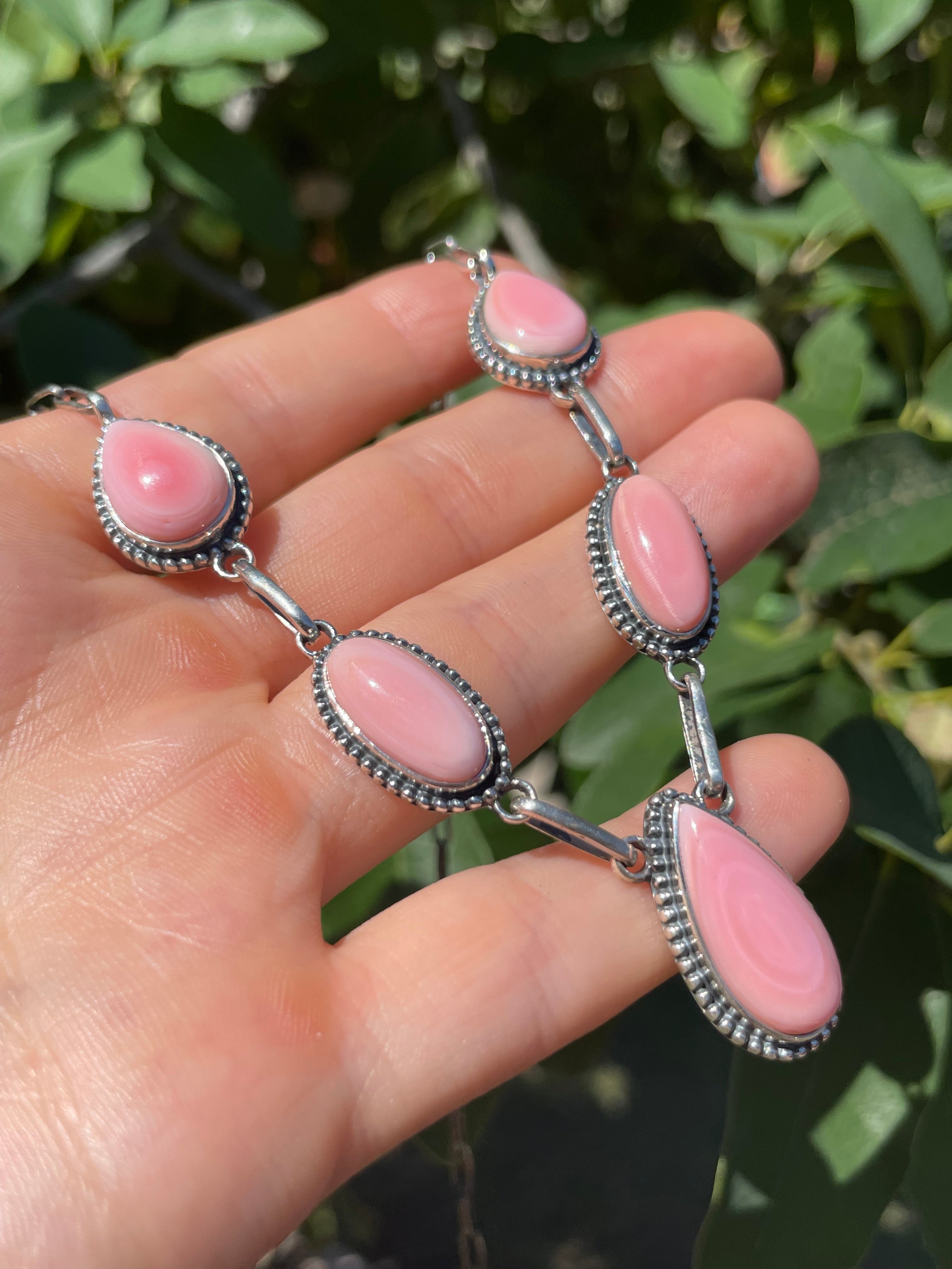 Pink Conch Drop Necklace | Sterling Silver D124