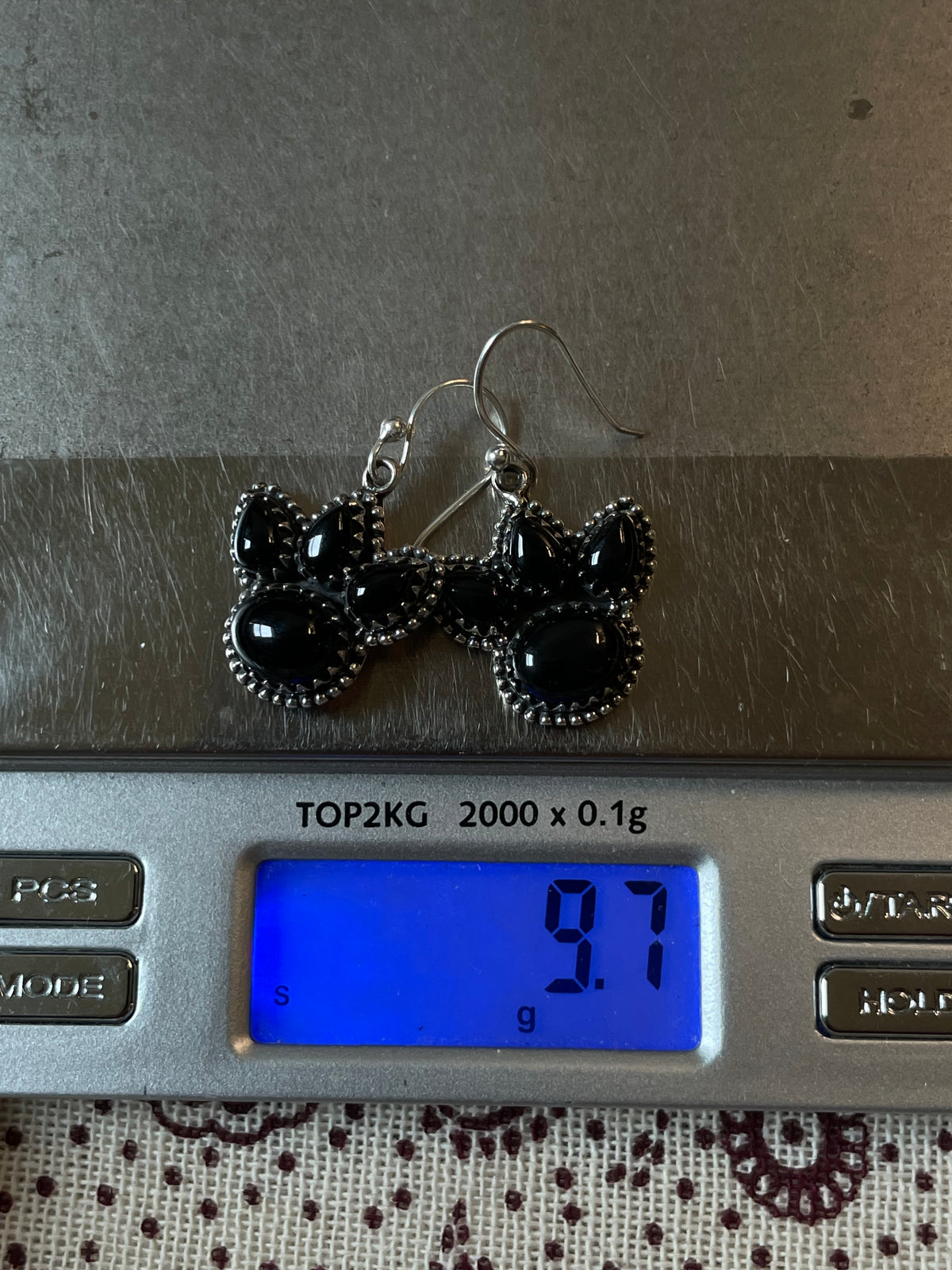 Black Onyx Paw Earrings | 925 Sterling Silver Hook E399