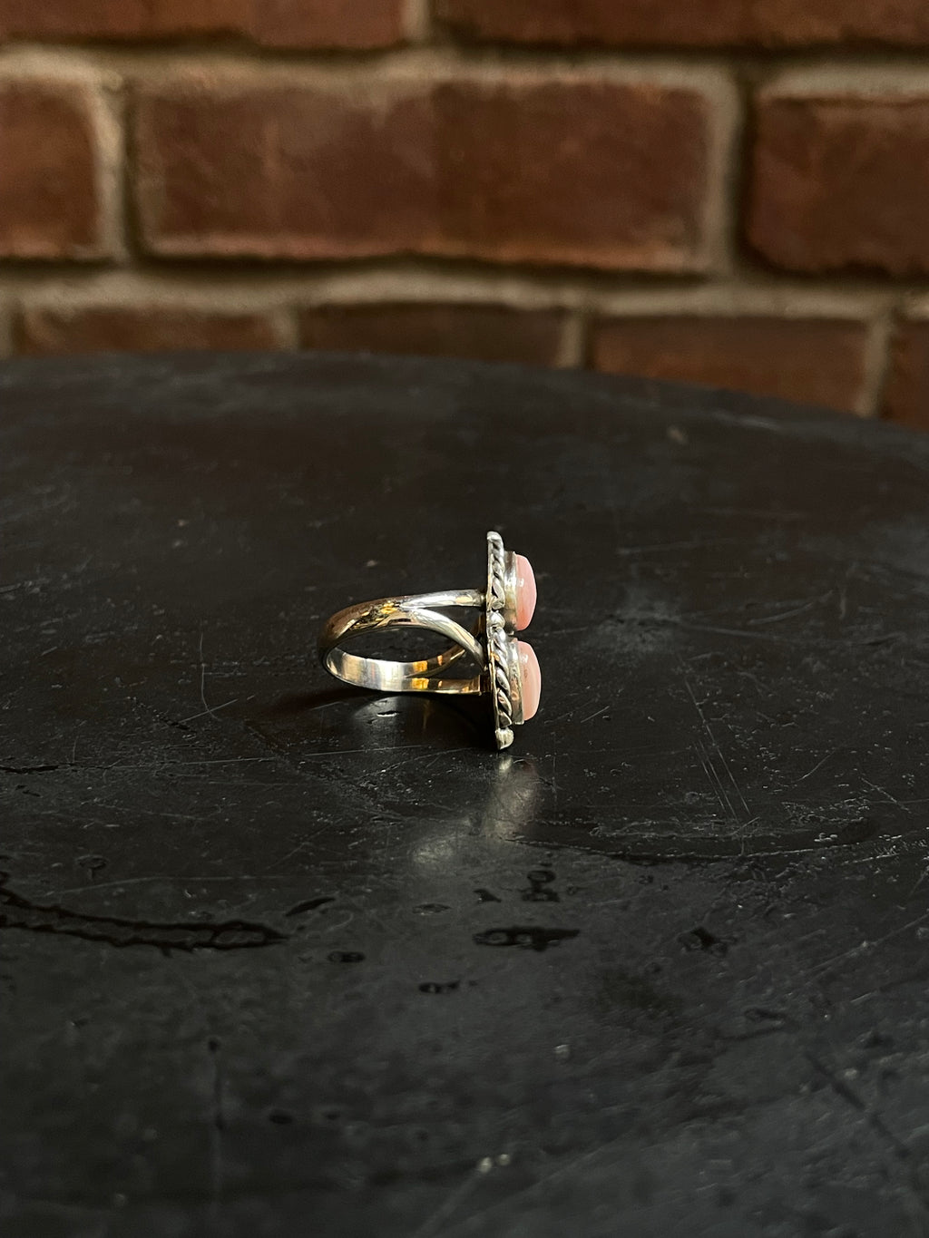 Pink Conch Double Stone Ring Size 7 | 925 Sterling Silver Southwest E177