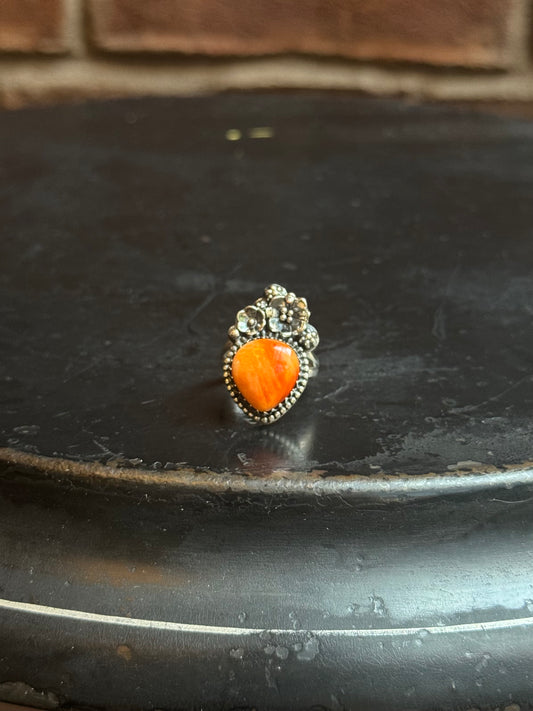 Spiny Oyster Floral Ring | 925 Sterling Silver | Size 6 C221