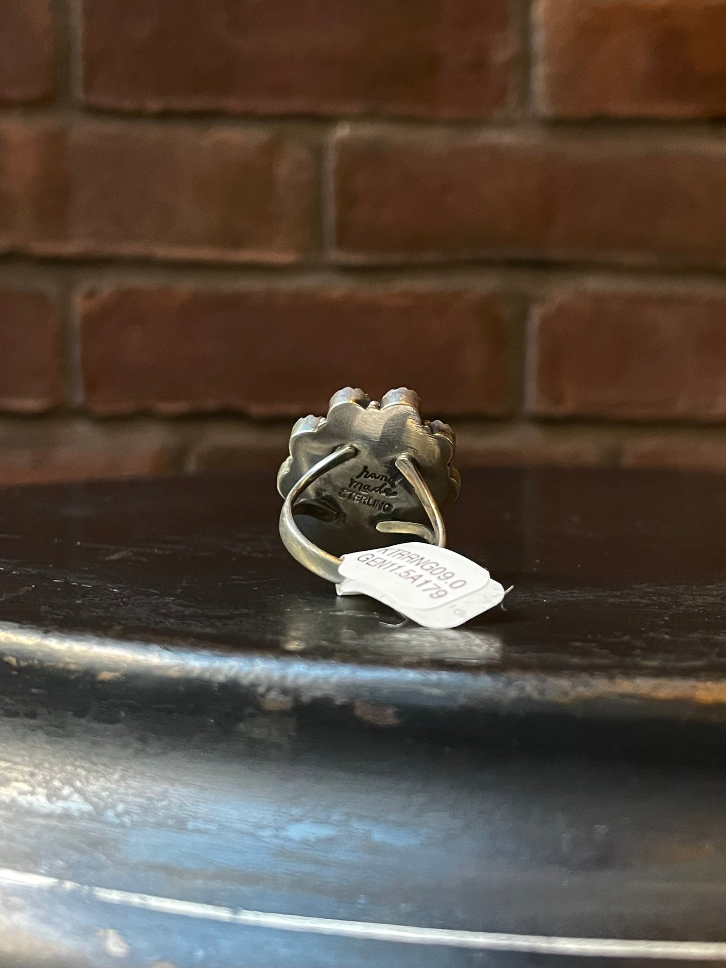Kingman Turquoise Coral Cluster Ring | Sterling Silver | Size 9 | A179
