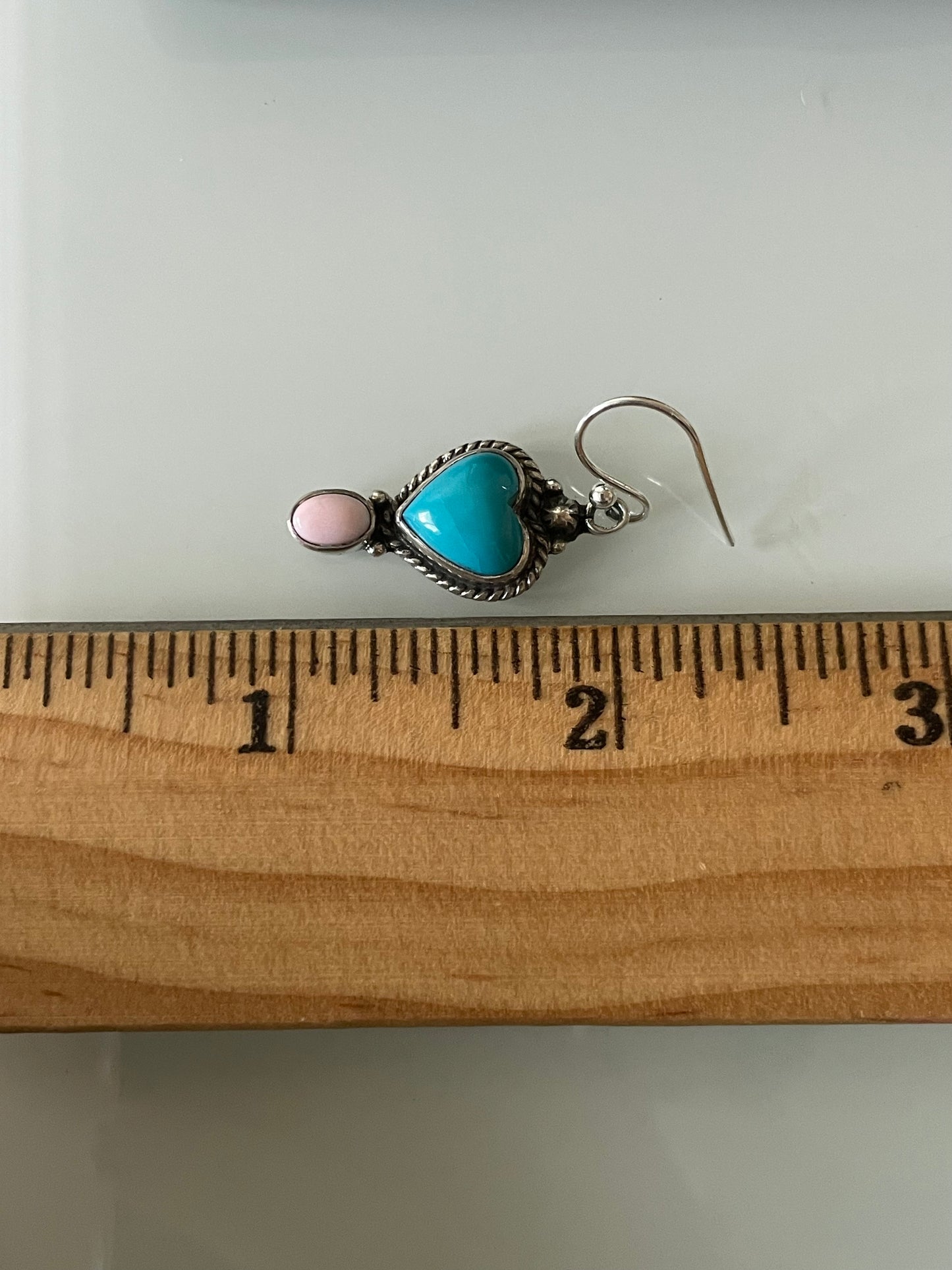 Kingman Turquoise Pink Conch Earrings | Heart Drop Hook E666